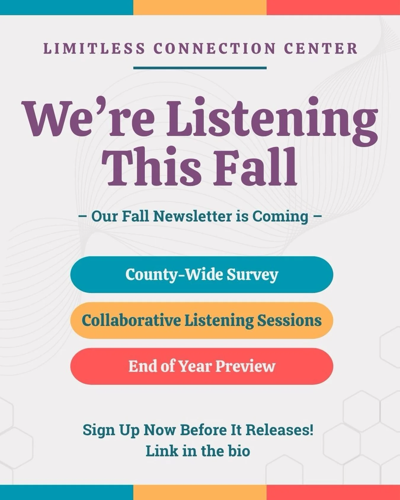 We&rsquo;ve been quiet on here for a bit &mdash; but not because things have been quiet at Limitless.

This fall, we&rsquo;ve been deep in it: running focus groups, launching a county-wide survey, and planning what comes next for Marin&rsquo;s disabi