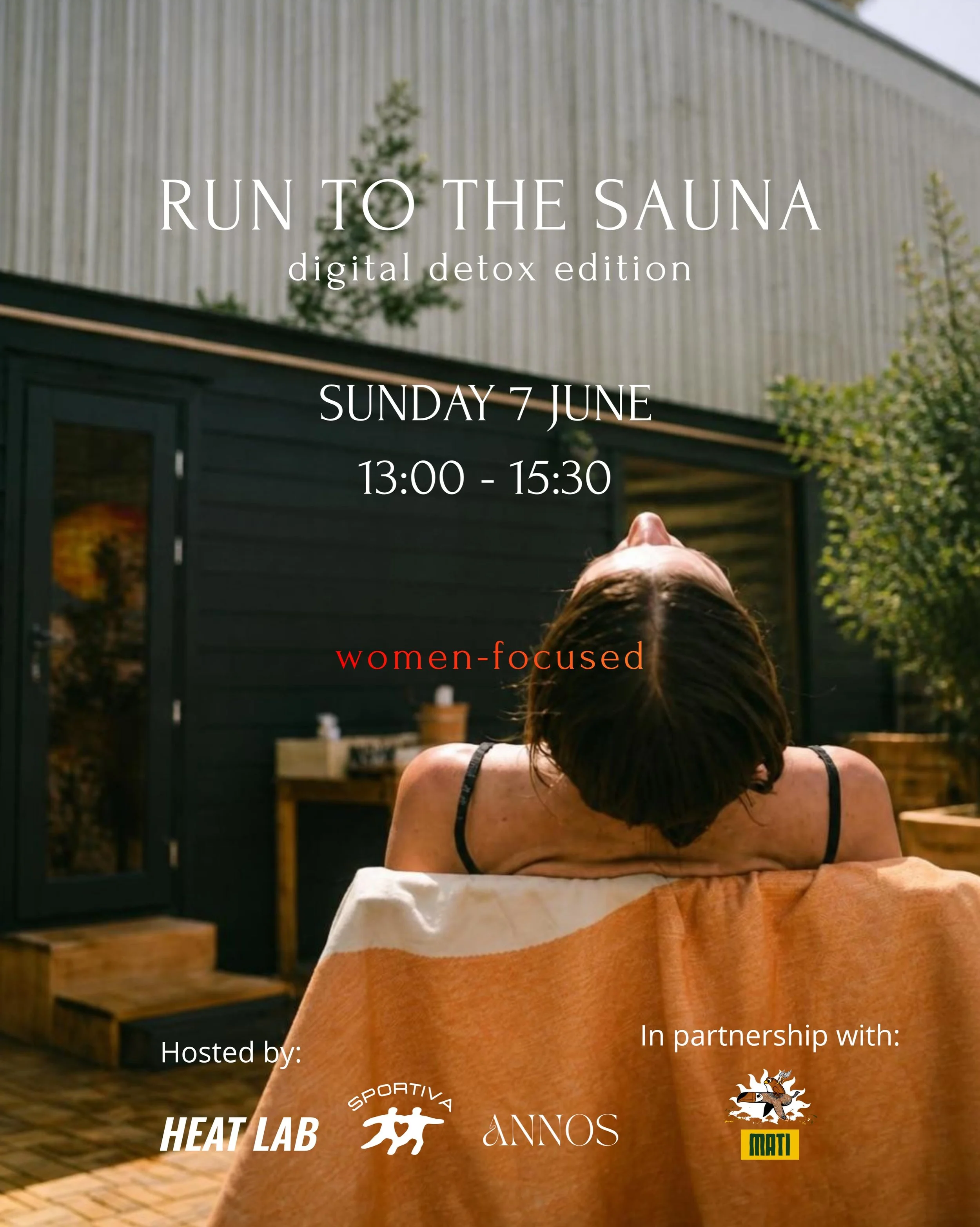 This Sunday put your phones away and join us in the sauna! 🧖🏻&zwj;♀️ 

Together with @sportiva.community and @heatlab.nl, we&rsquo;re inviting you for an afternoon designed to help you reconnect with yourself and meet like-minded women in Amsterdam