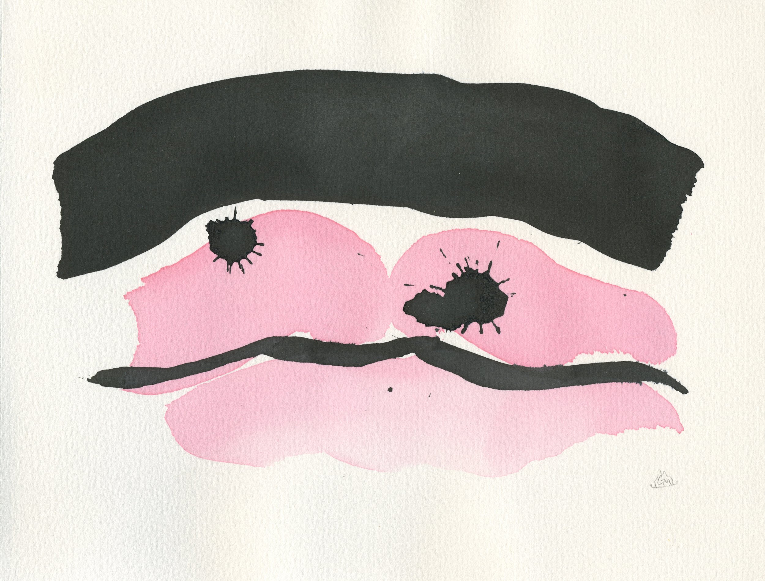Luscious Lips / 2019 / Sumi Ink & Watercolor on Paper / 8.5x11 Inches