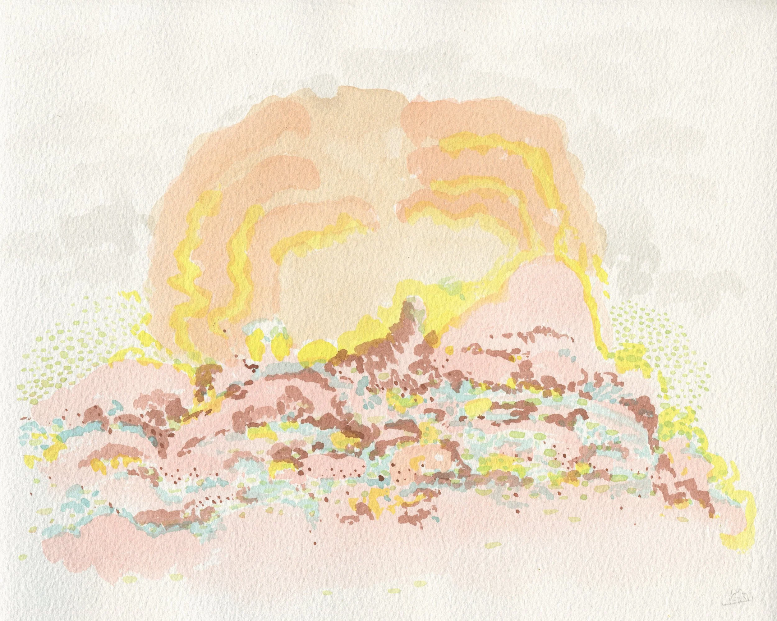 Sunset on Pink Mountain / 2020 / Watercolor on Paper / 8x10 Inches