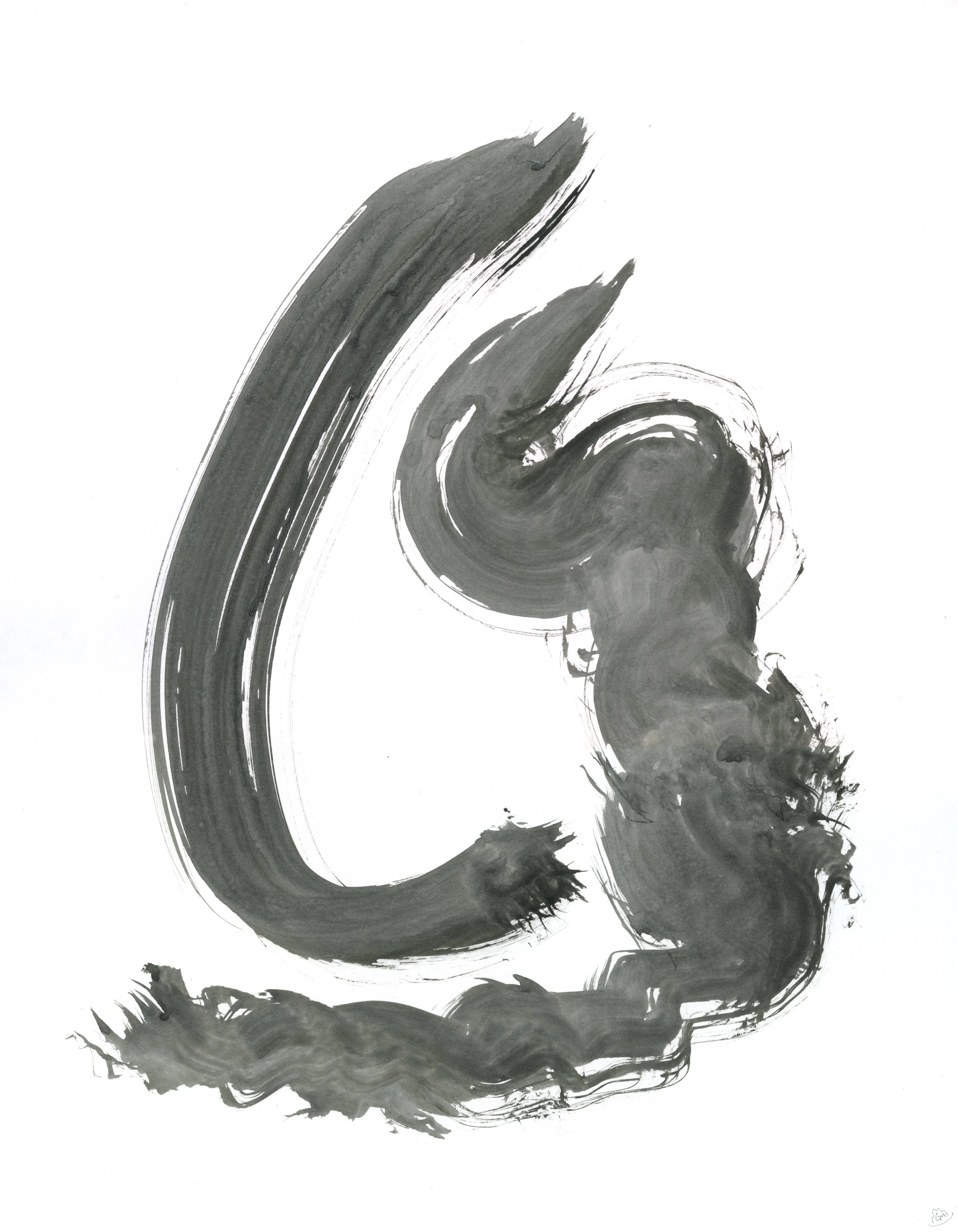 Ink Form 7 / 2019 / Sumi Ink on Paper / 14x11 Inches