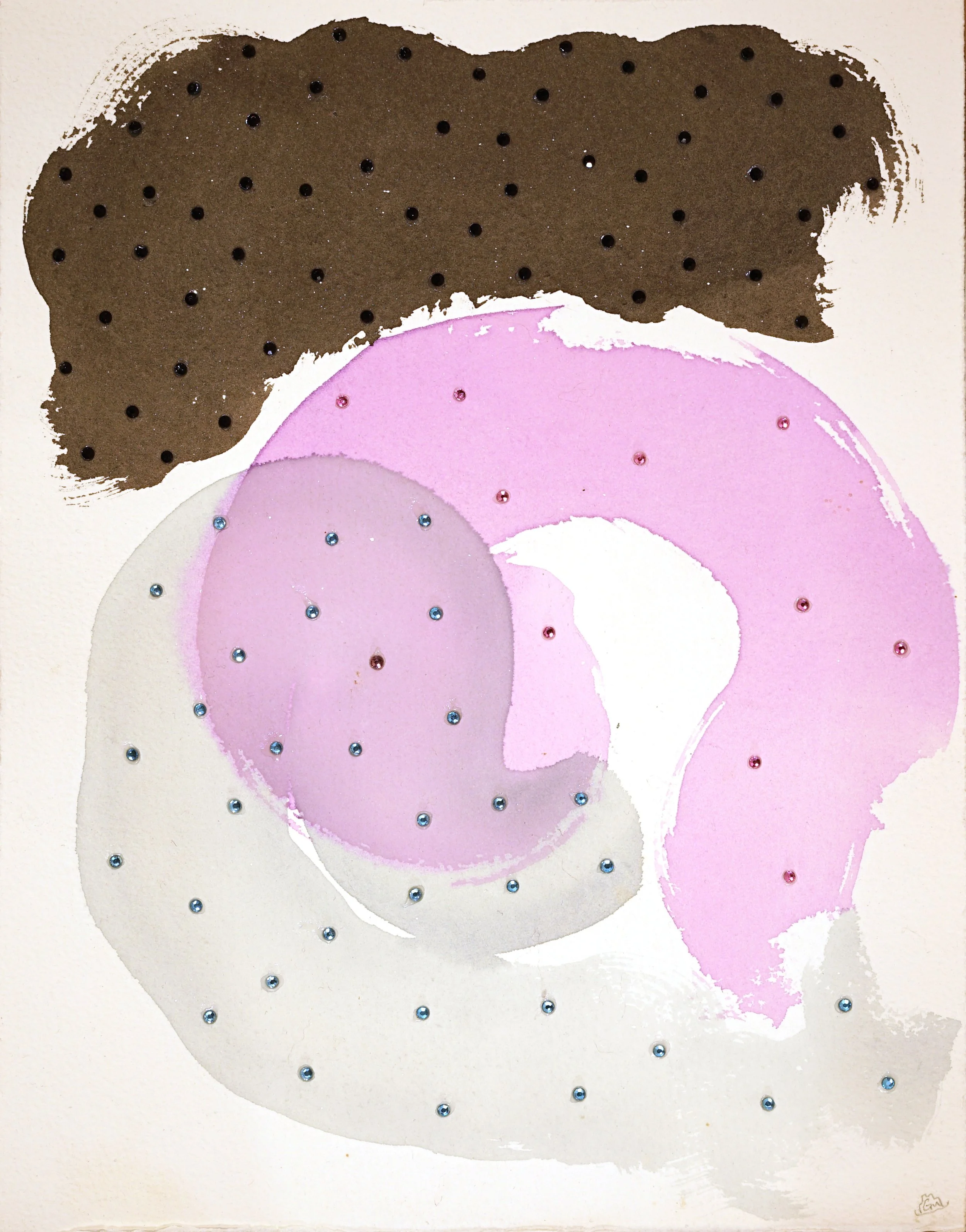 Sugar Dance / 2019 / Watercolor & Rhinestones on Paper / 11x8.5 Inches