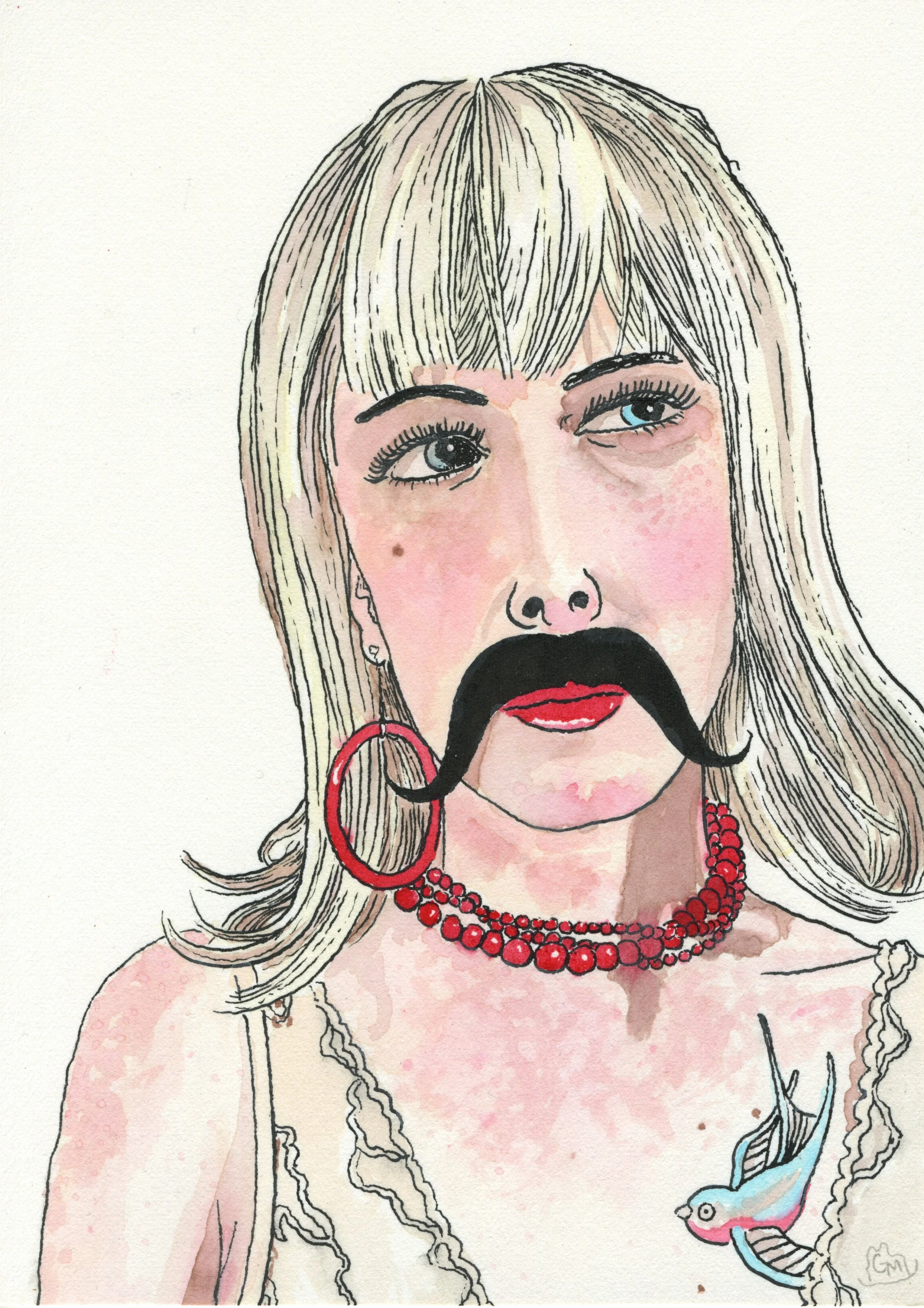 Heather / 2020 / Sumi Ink & Watercolor on Paper / 7x5 Inches