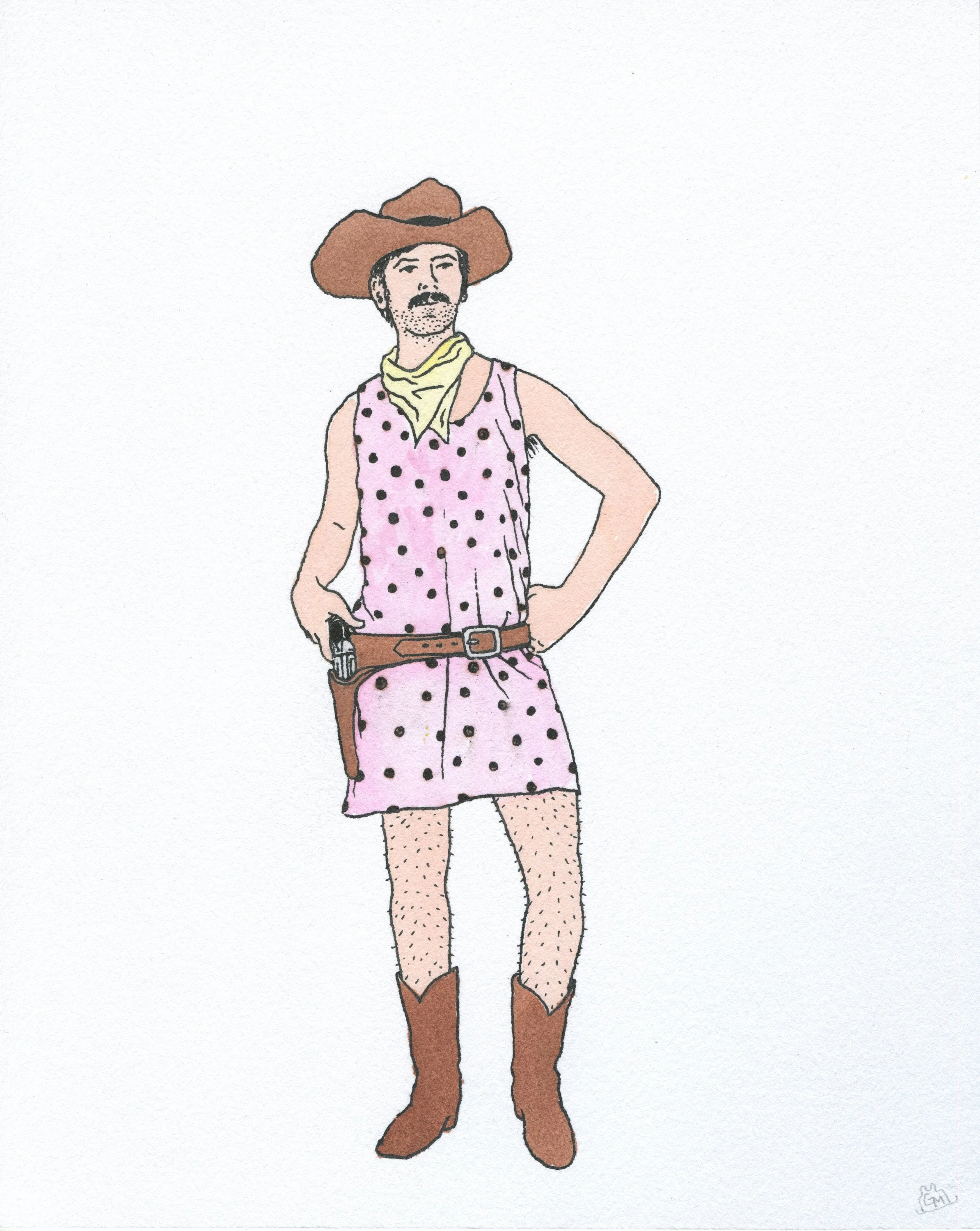Polka-dot Pete / 2020 / Sumi Ink & Watercolor on Paper / 7x5 Inches