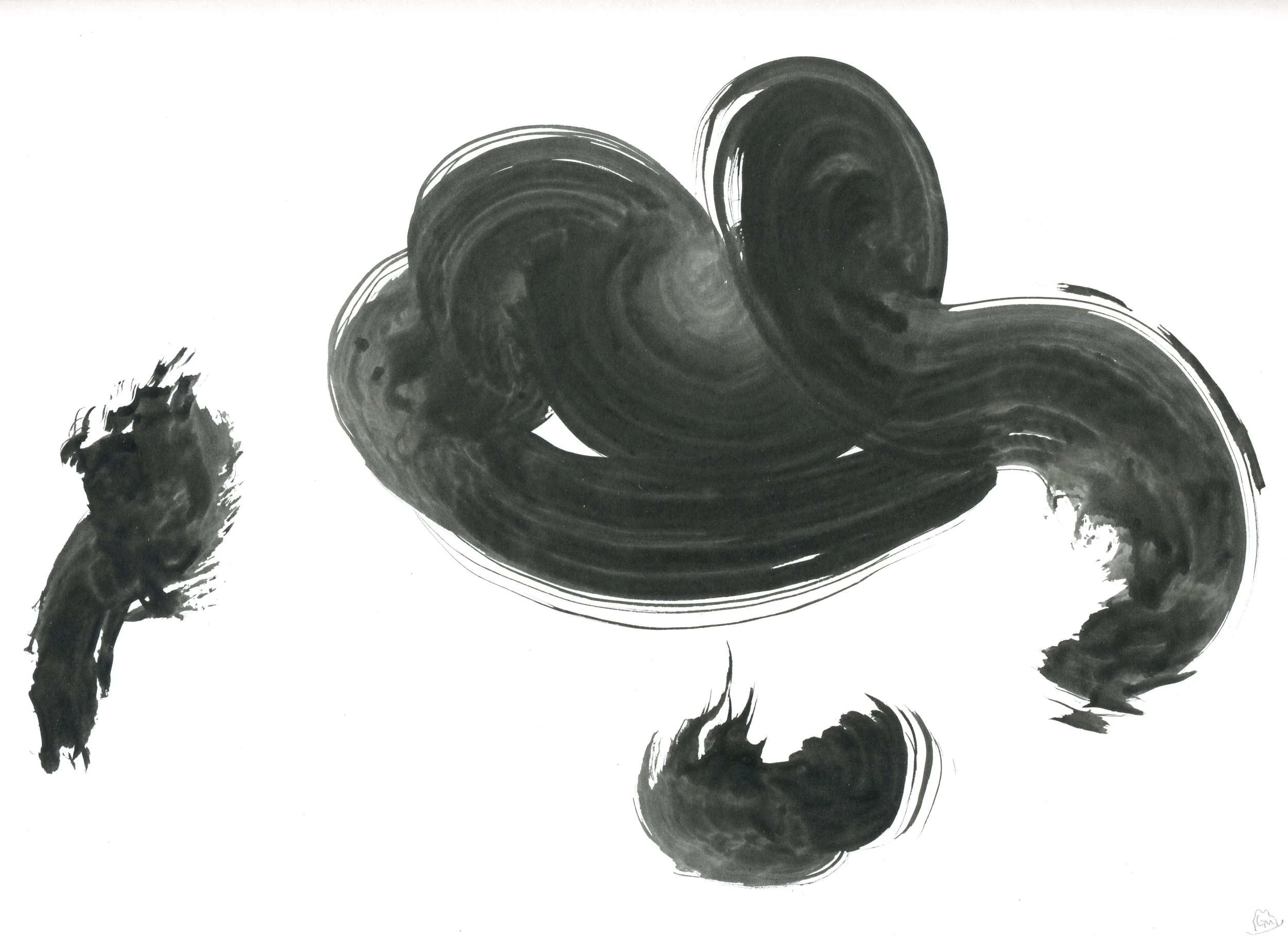 Ink Form 2 / 2019 / Sumi Ink on Paper / 9x12 Inches