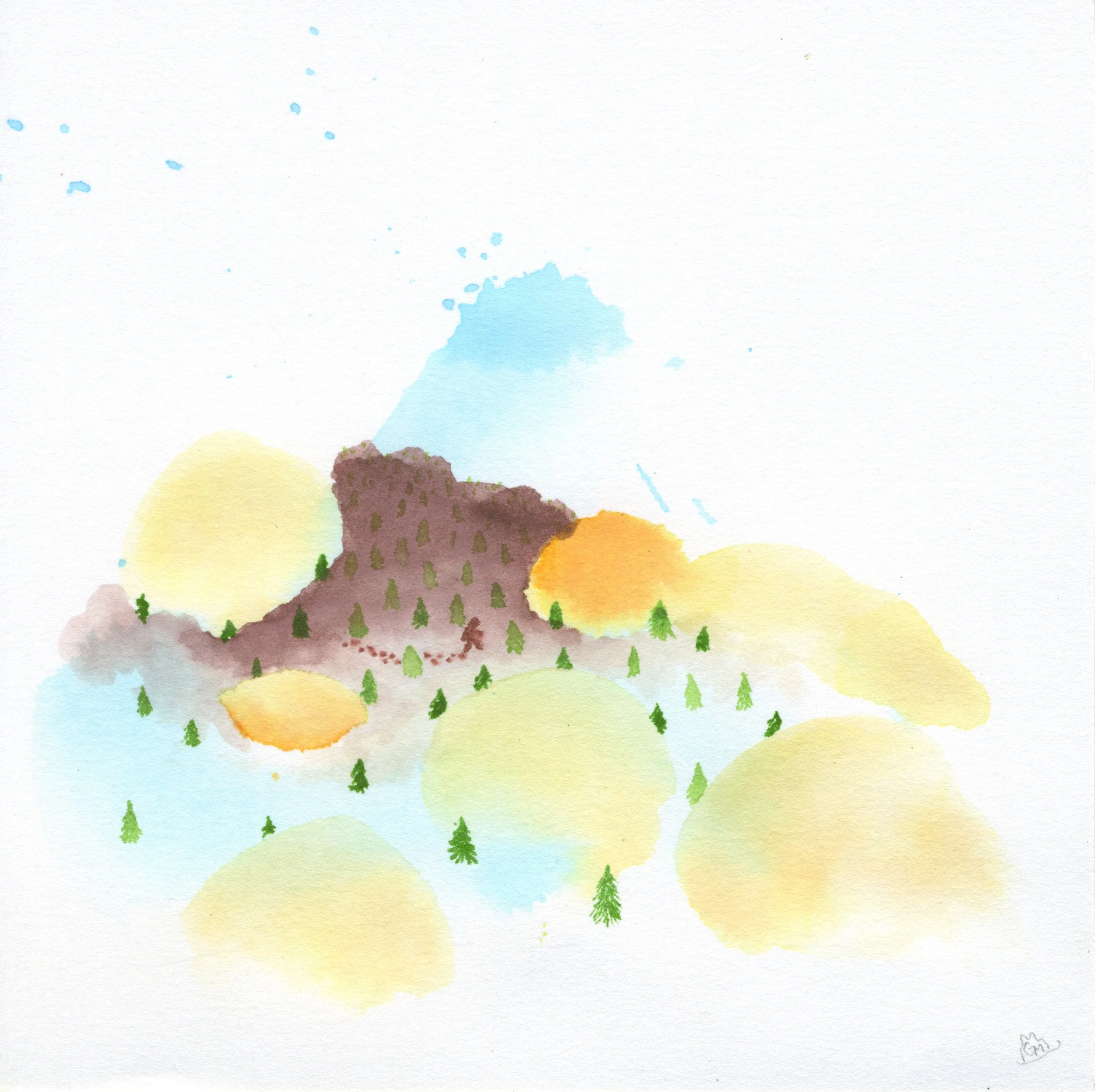 Bigfoot / 2020 / Watercolor on Paper / 7x7 Inches