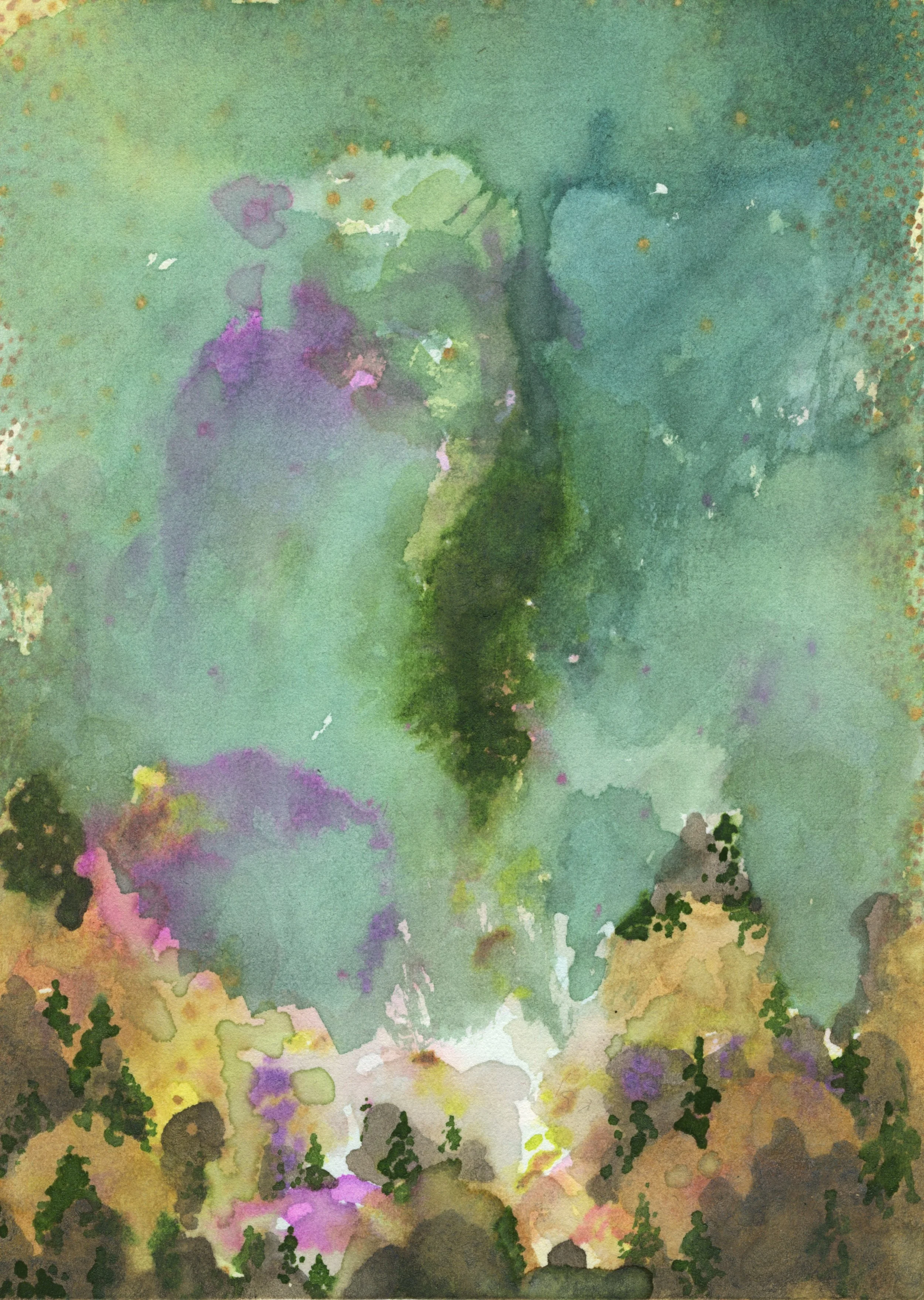 Valley Storm / 2021 / Watercolor on Paper / 7x5 Inches