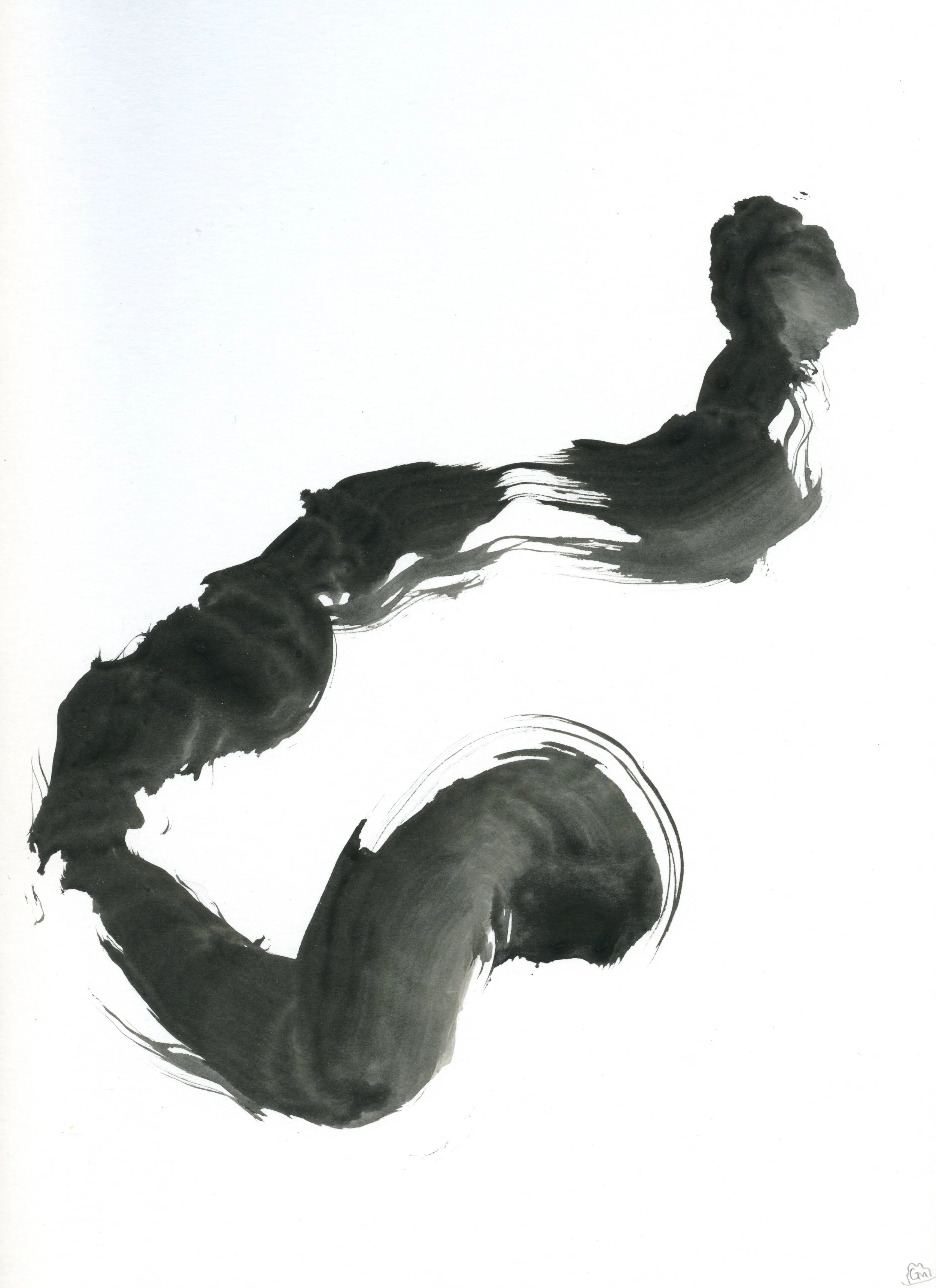Ink Form 1 / 2019 / Sumi Ink on Paper / 14x11 Inches