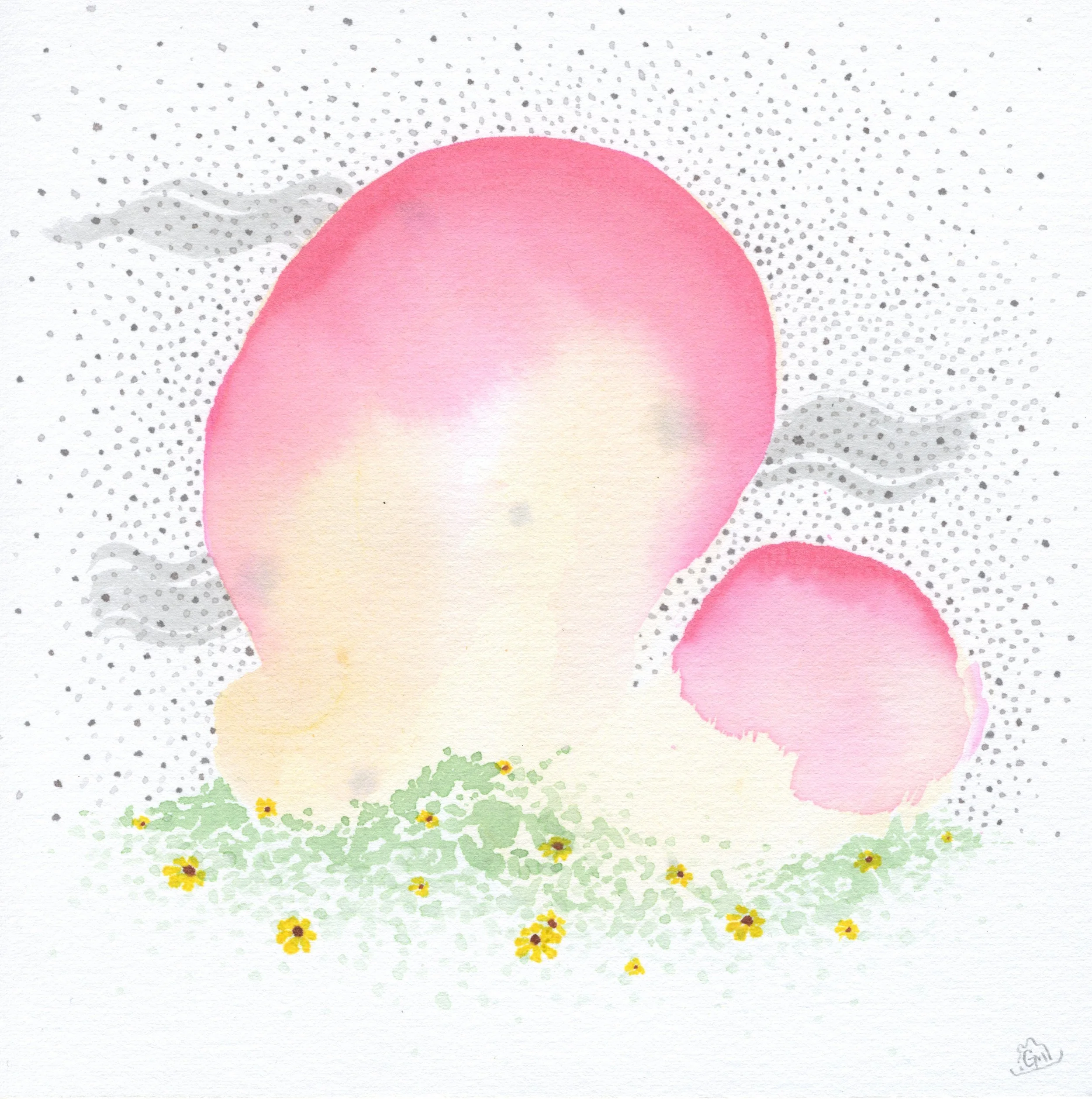 Hypothetical Fungi / 2020 / Watercolor on Paper / 7x7 Inches