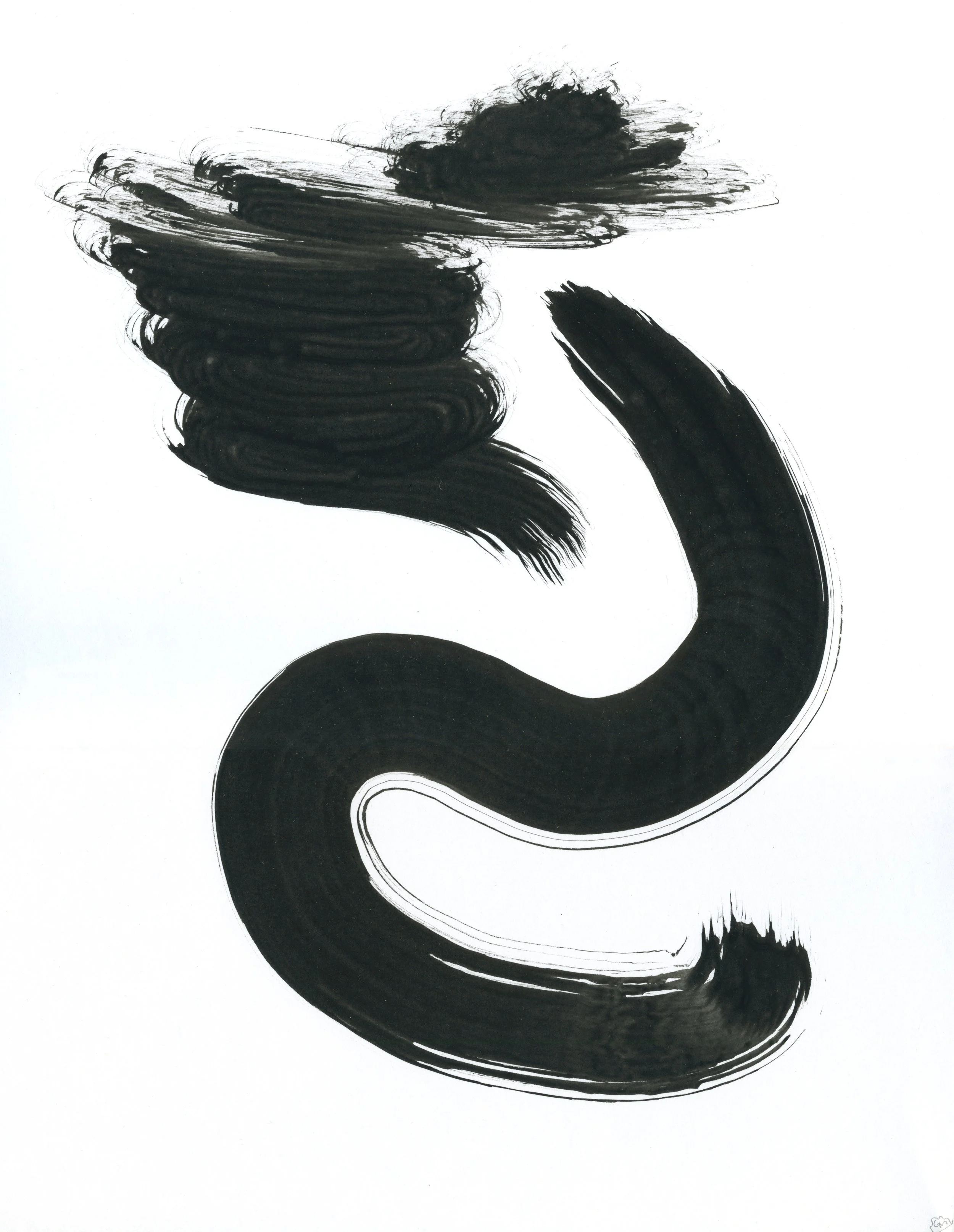 Ink Form 8 / 2019 / Sumi Ink on Paper / 14x11 Inches