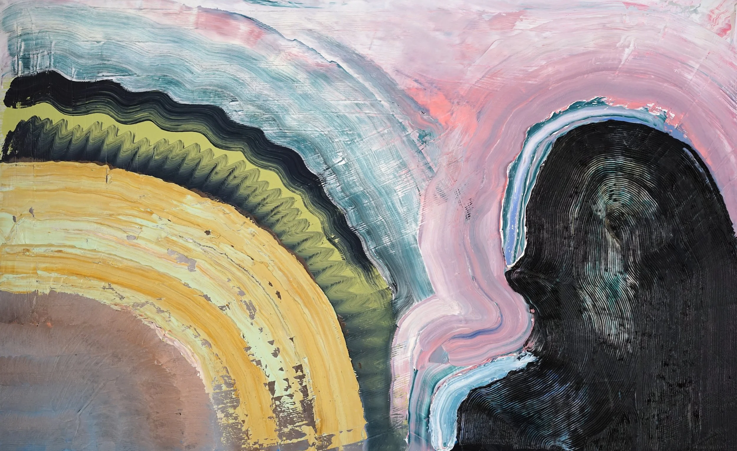 Don't Go Chasing Waterfalls / 2020 / Acrylic & Oil on Panel / 24x39 Inches