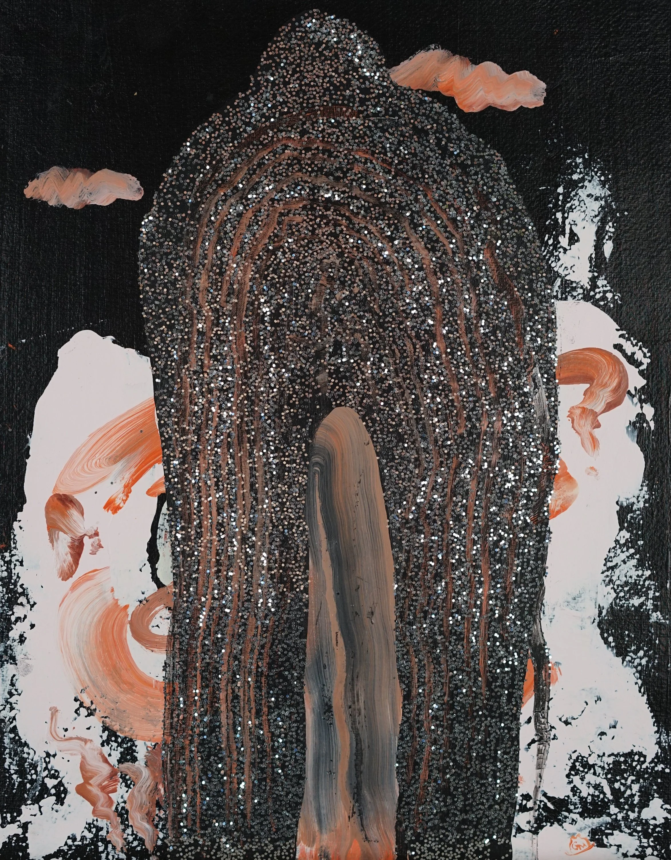 Sparkleportal / 2020 / Acrylic & Glitter on Paper / 14x11 Inches