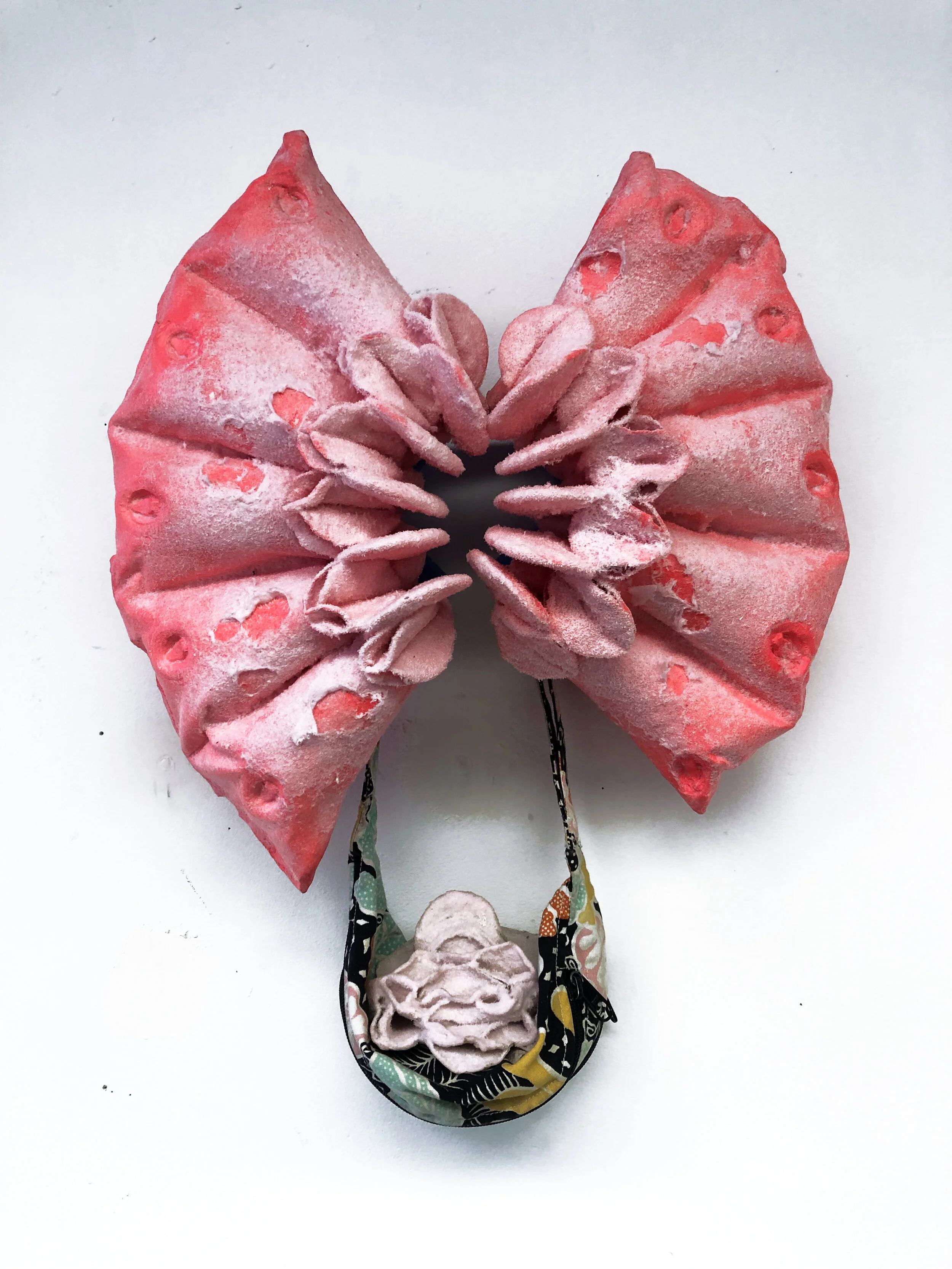 Your Fanny is Showing, 16x20x6, ceramic, flocking, burnt out cosmetic pads, fanny pack