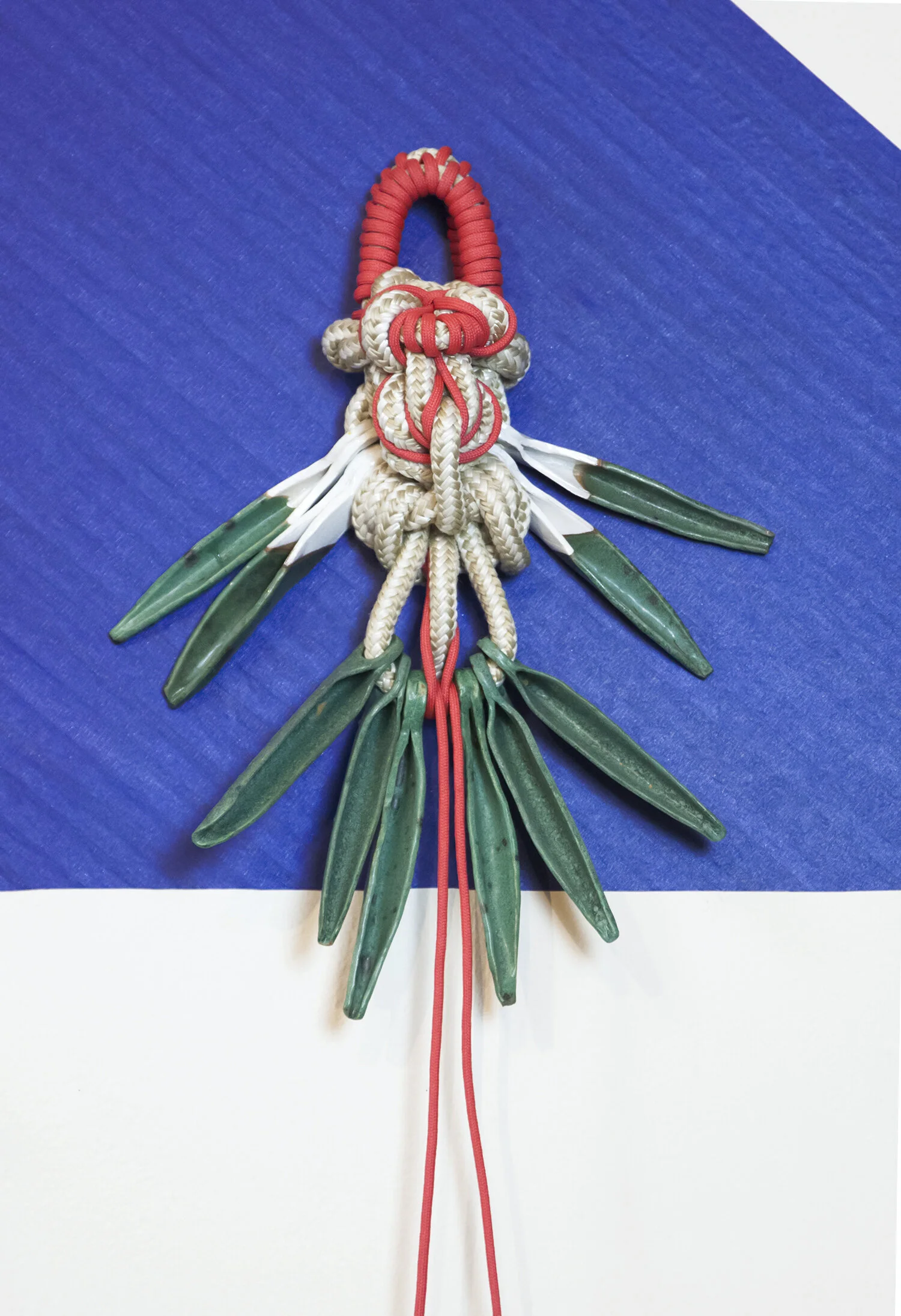 #KnotNowKnotEver, 12x16x3, glazed ceramic, rope, paracord