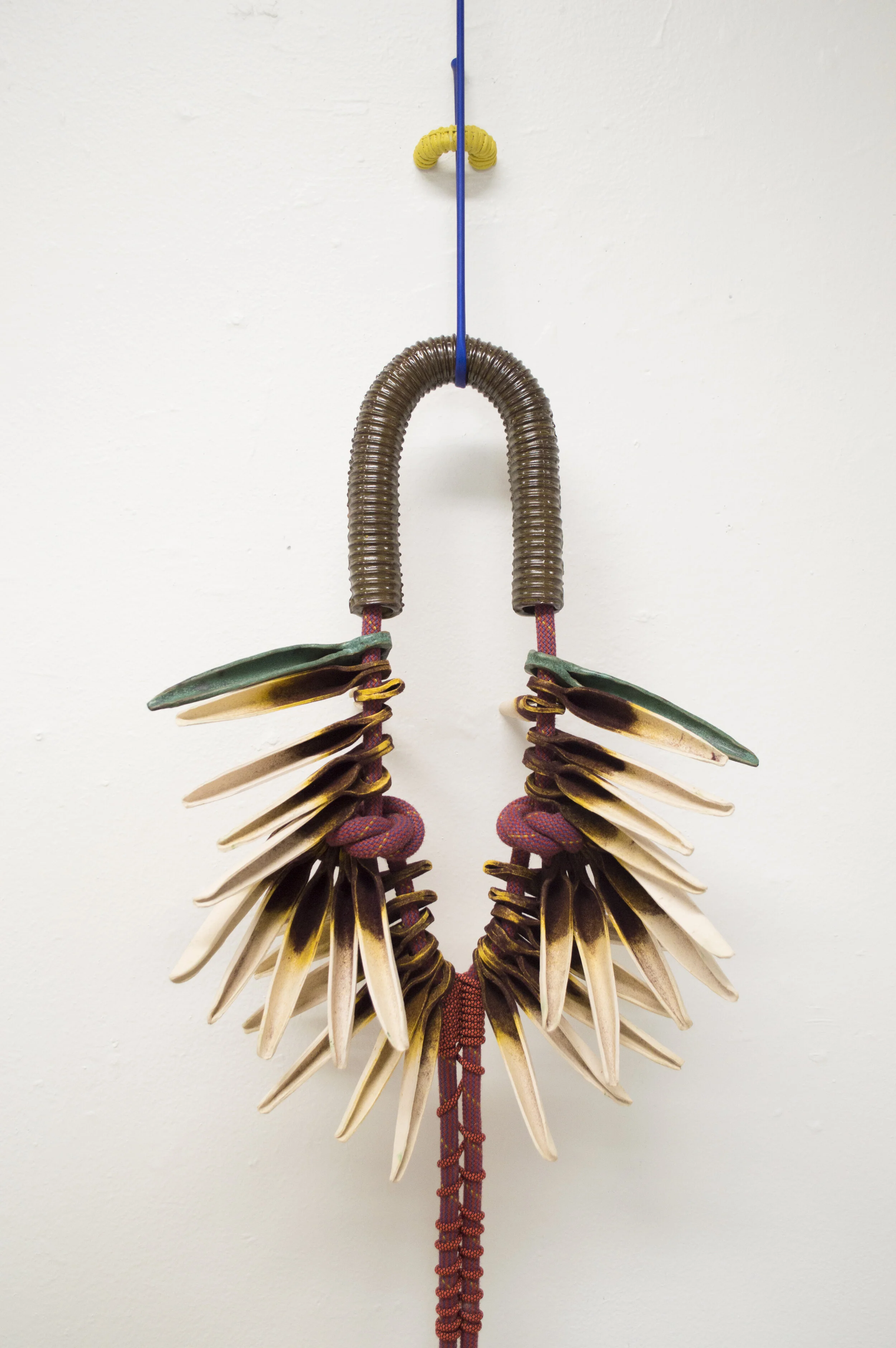 #MyOvariesAreOnFire, 24x18x5, cast and glazed ceramic, rope, flocking