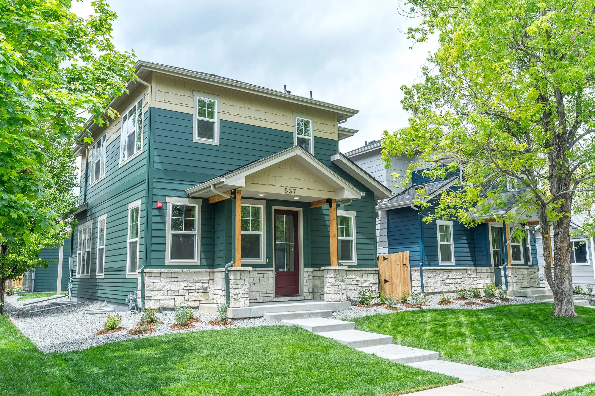 Small but nice sized single family residential home in downtown Louisville, Colorado. Infill new construction built to fit into the existing historical context.