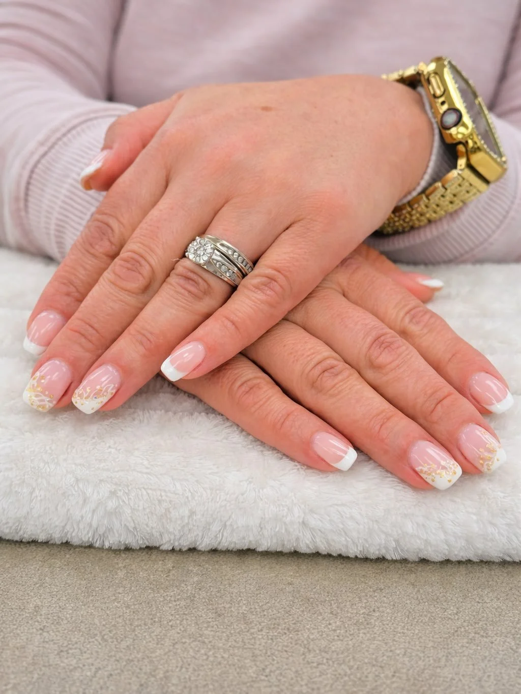 Try beautiful classic French tips at Crystal Spa Nails. 💎