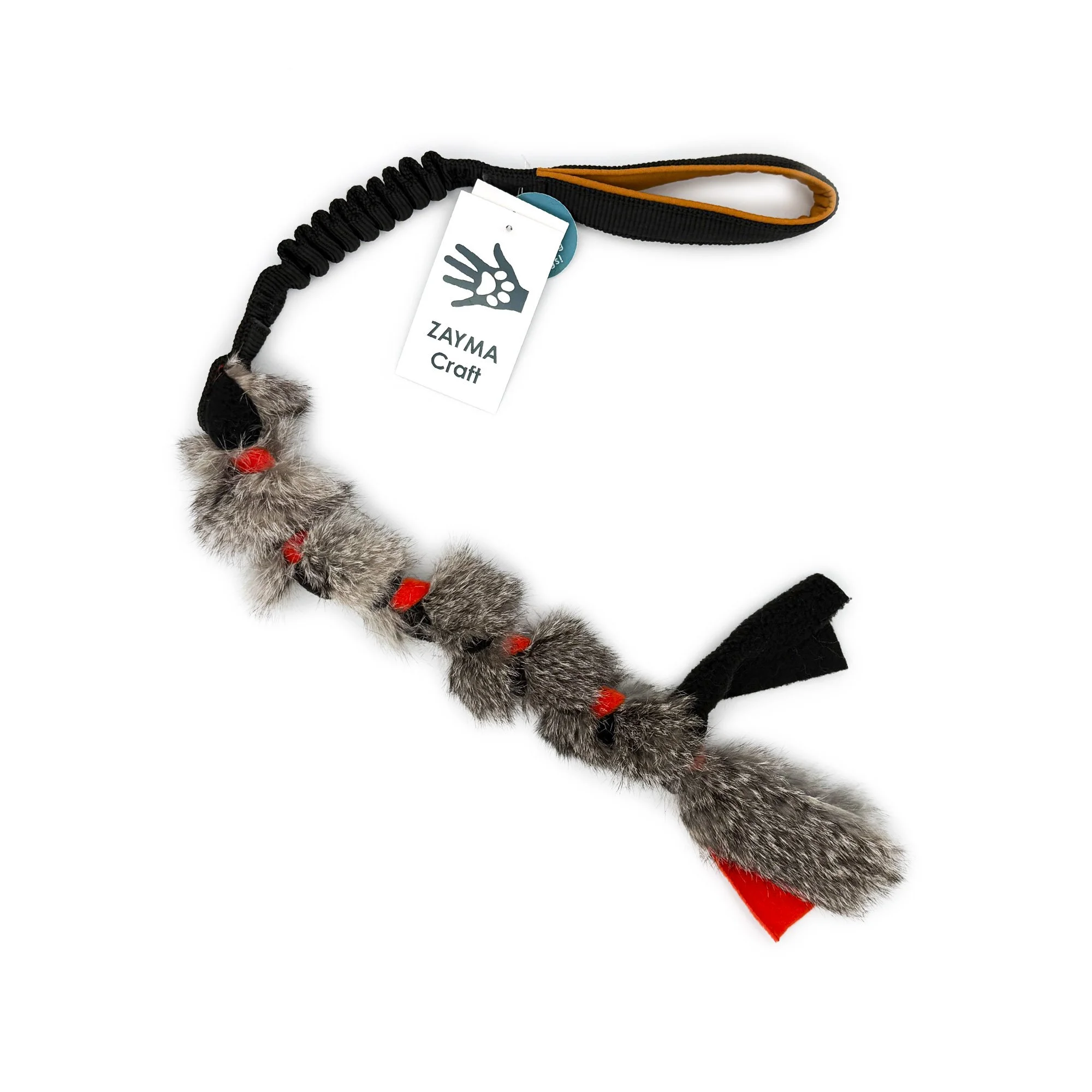 Zayma Craft flettet trækkelegetøj kanin og fleece - sort/rød