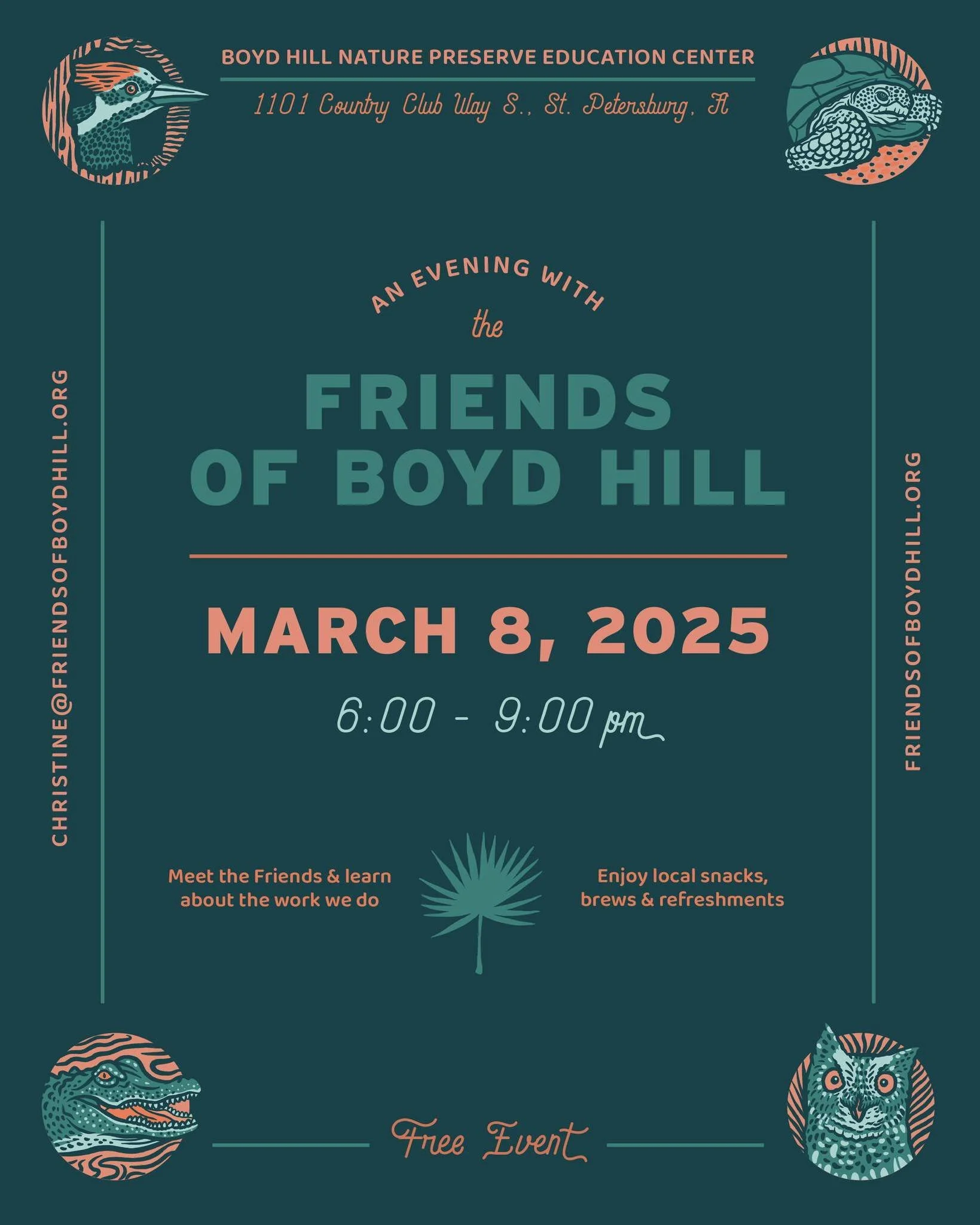 Mark your calendars for an Evening with the Friends of Boyd Hill! Whether you are a long time member, on interested in joining, come enjoy local snacks and brews while getting an inside look at what the Friends of Boyd Hill is all about. Meet the Boa