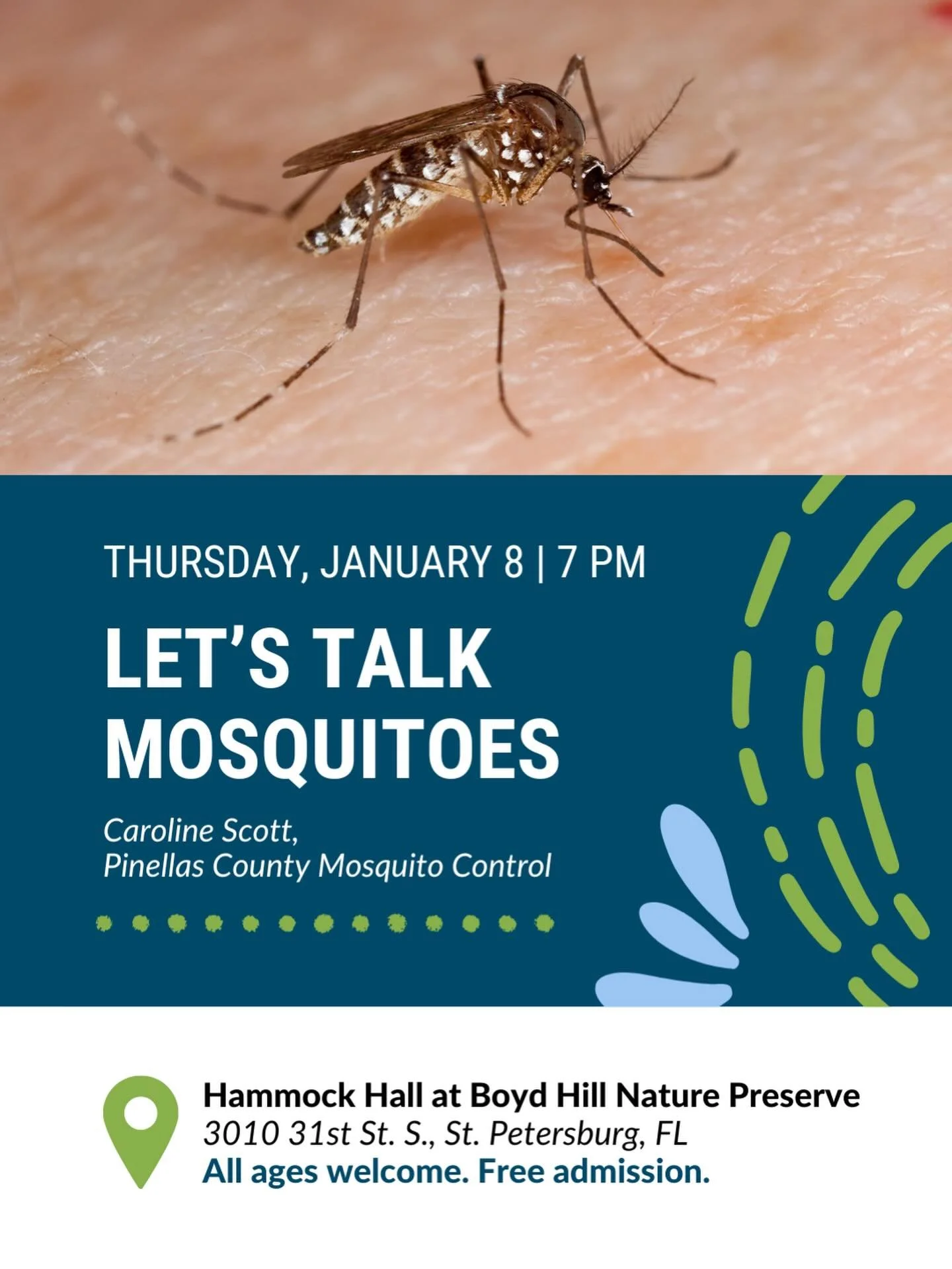 🦟 Do you sometimes find yourself swatting at mosquitoes as they buzz around you? Ever wonder what you can do to protect yourself from mosquito-borne illness and prevent mosquitoes from breeding? Come find out as our speaker covers a brief history of