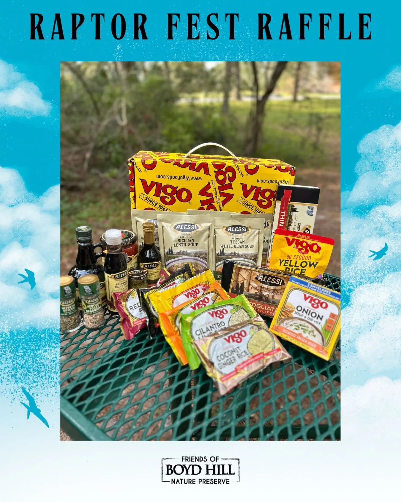 This basket includes assorted soup, rice and risotto packets, (1) Bottle of Olive Oil, (1) Bottle of Raspberry Blush Balsamic Vinegar, (1) Bottle of Balsamic Reduction, (1) Jar Chunky Marinara Sauce, (1) Jar Pesto Sauce, (1) Salt and (1) Pepper Grind