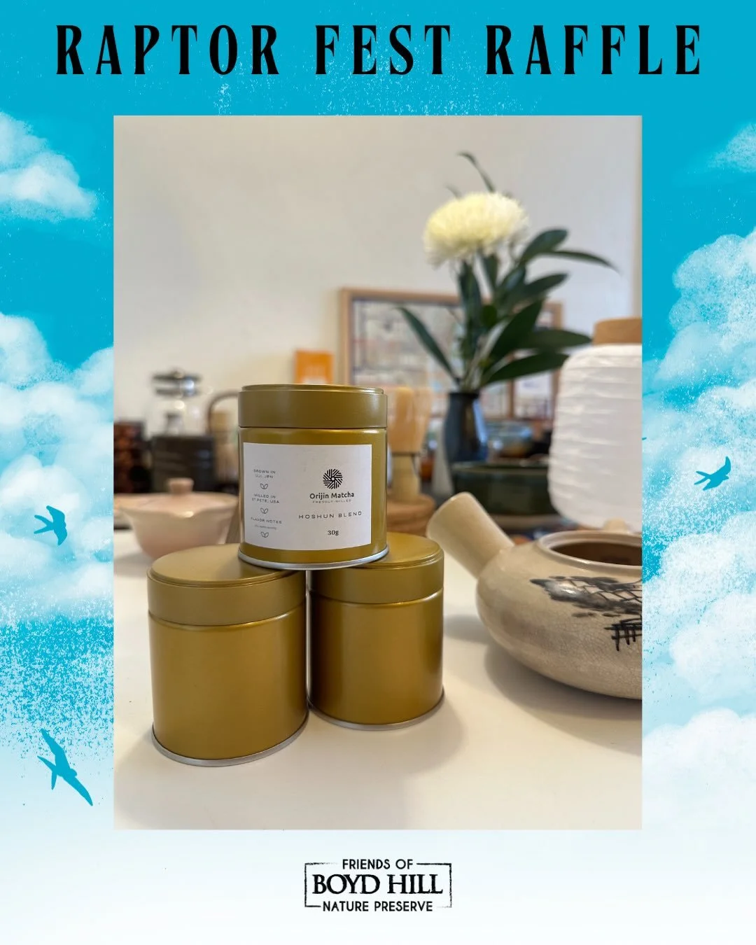 This basket includes a 30g tin of fresh ground matcha grown in Uji, Japan and milled in Saint Petersburg, FL, (1) information guide, (1) Matcha whisk (chasen) and (1) Matcha whisk holder (chasen-tate), and Hiking Zen by Zen Monks Phap and Phap Luu, L