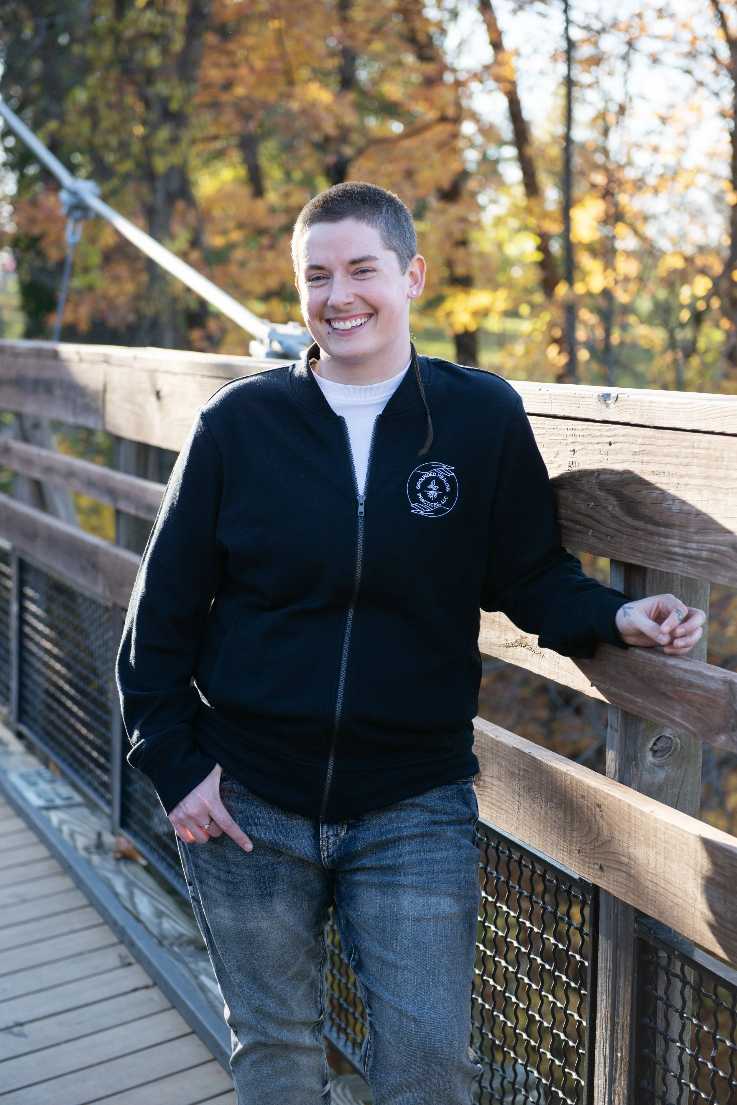 Photo of Morgan on the Swinging Bridge in Glen Park, River Falls, WI