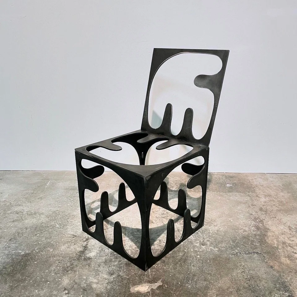 This is not a Chair (2024), steel, 18 × 18 × 42 in.