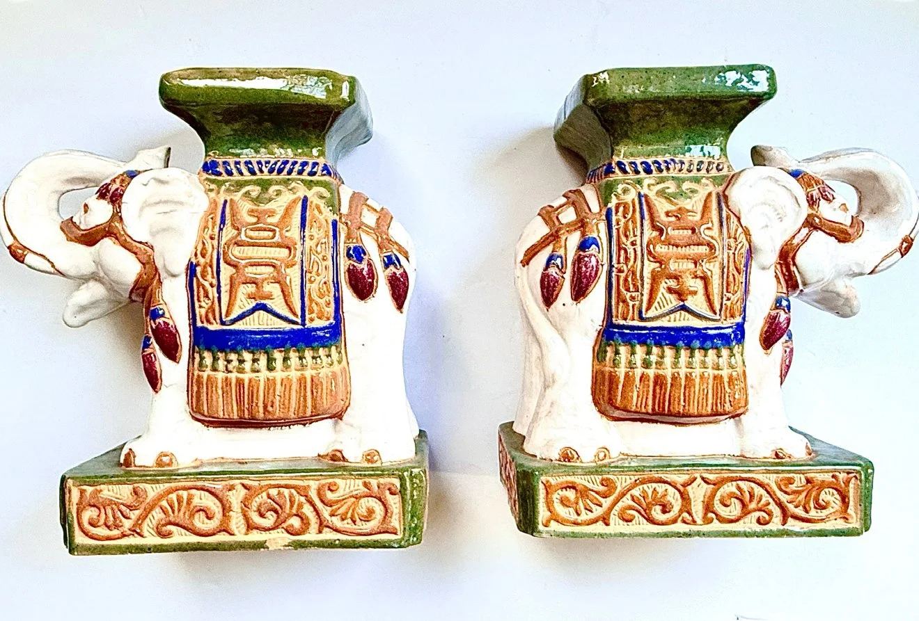 Ceramic Elephants Green Bookends.jpg
