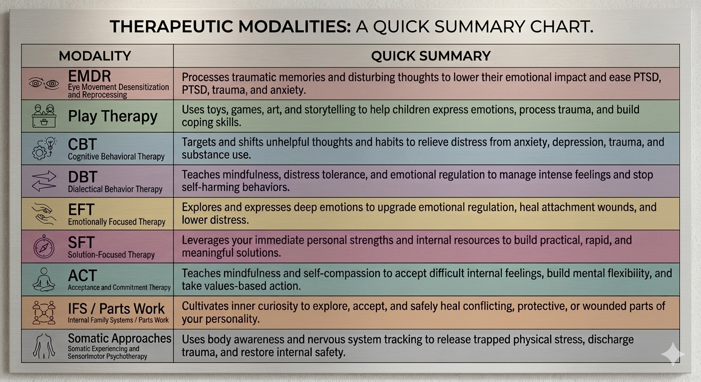Types of therapy, types of counselling