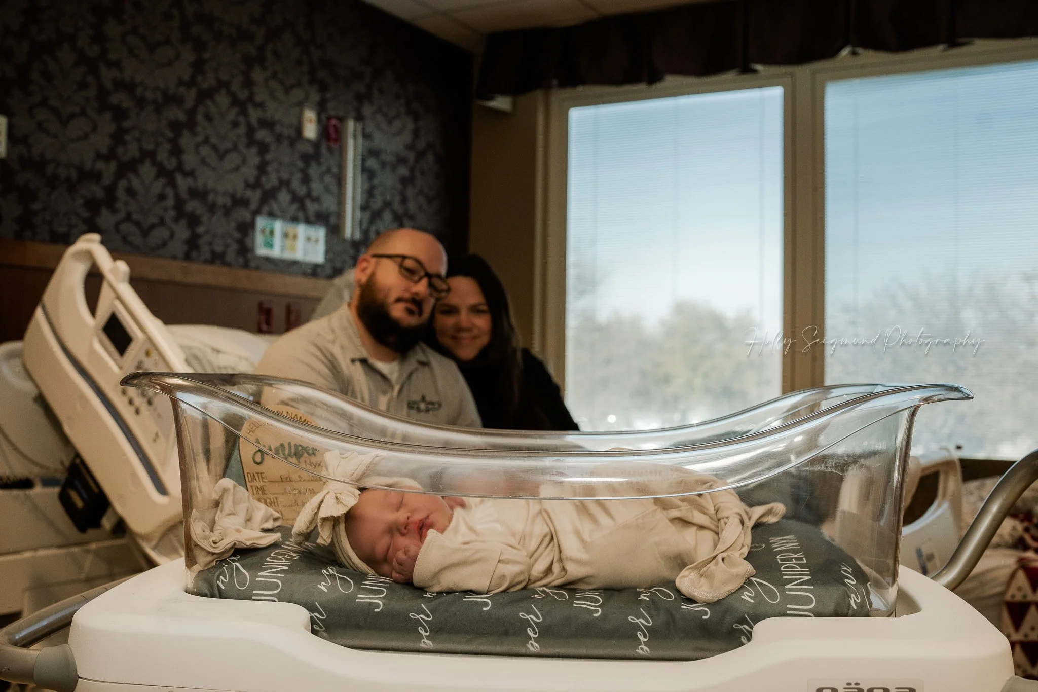 Newborn baby in hospital crib at St. David’s Women’s Center of Texas in Austin, TX