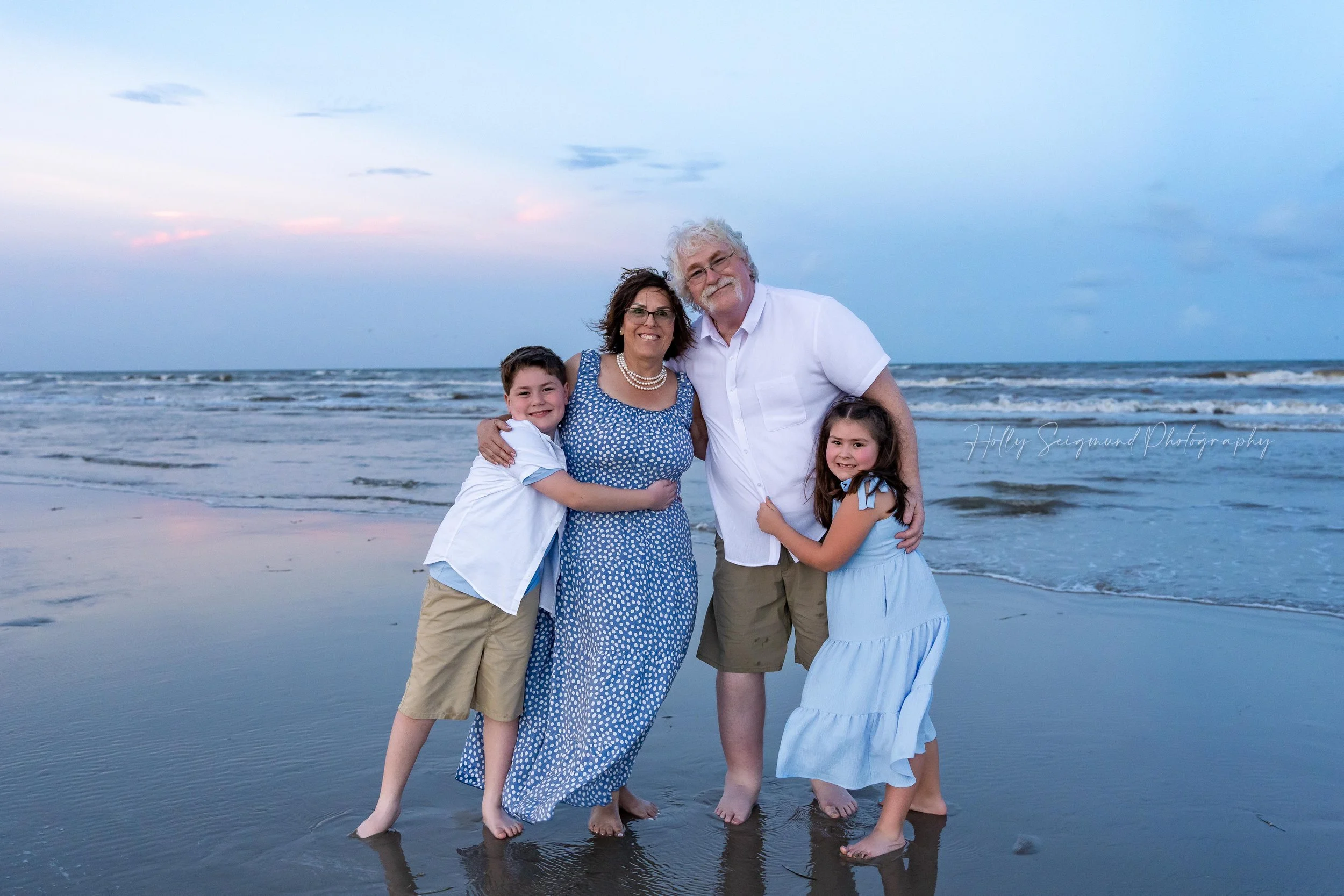 Grandparents and Grandkids on the beach in Port Aransas, Texas