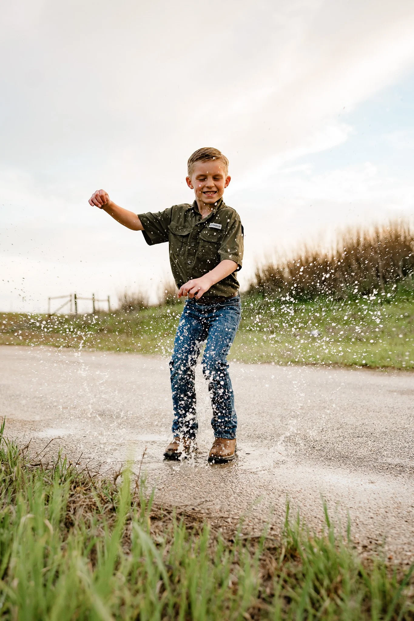 natural light portrait of a 7-year-old boy celebrating his birthday in Lee County Texas