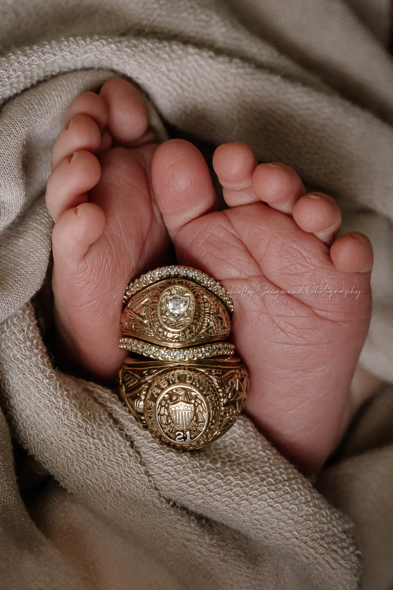 Texas Aggies A&M Class Rings on Newborn Toes Photography Session