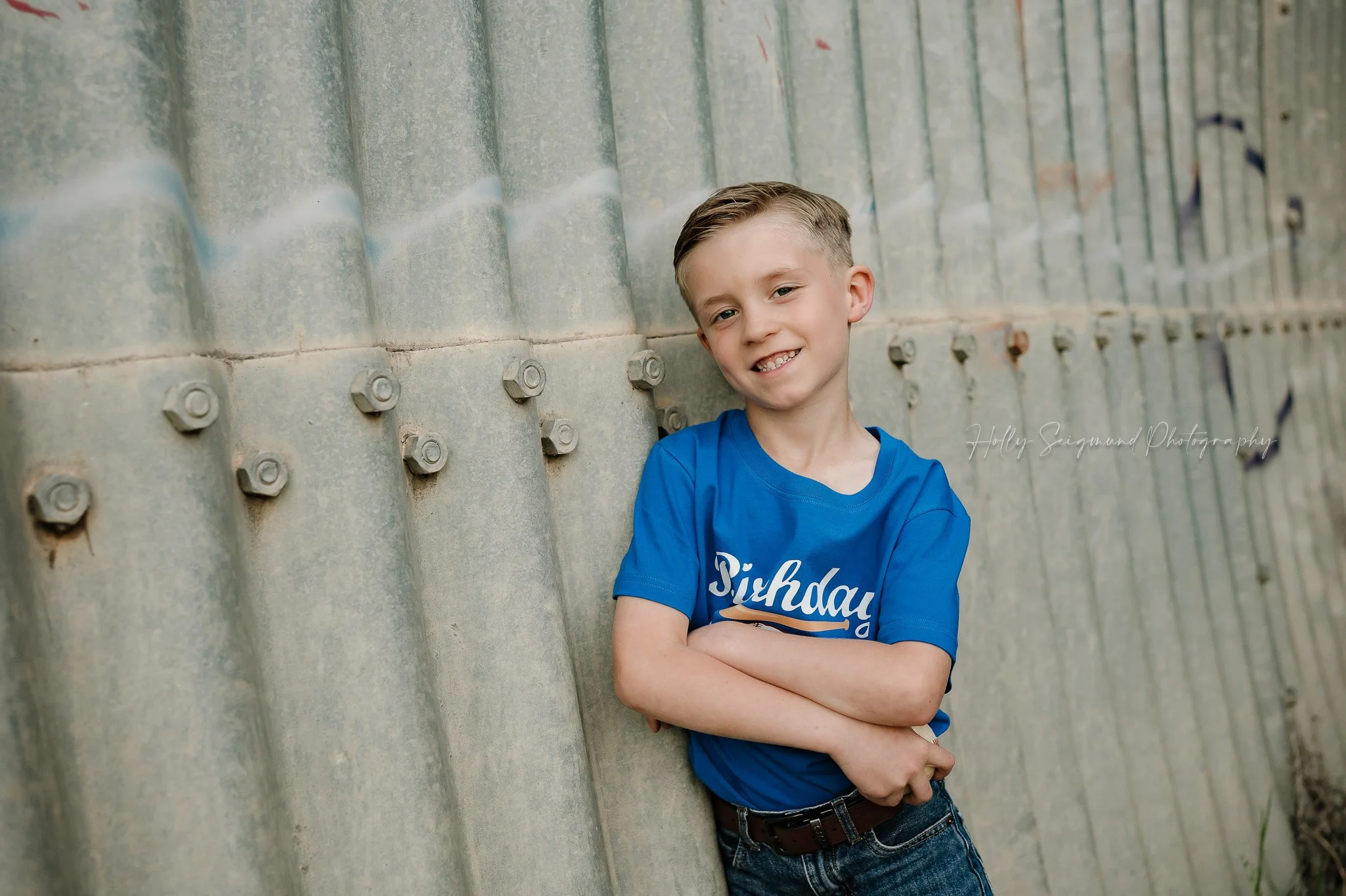 7-year-old boy celebrating his birthday during a photoshoot in Lee County Texas