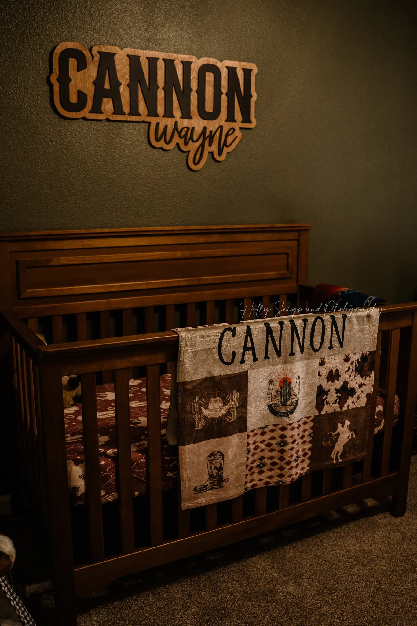 Detail shot of the newborn crib in an in-home Central Texas newborn session