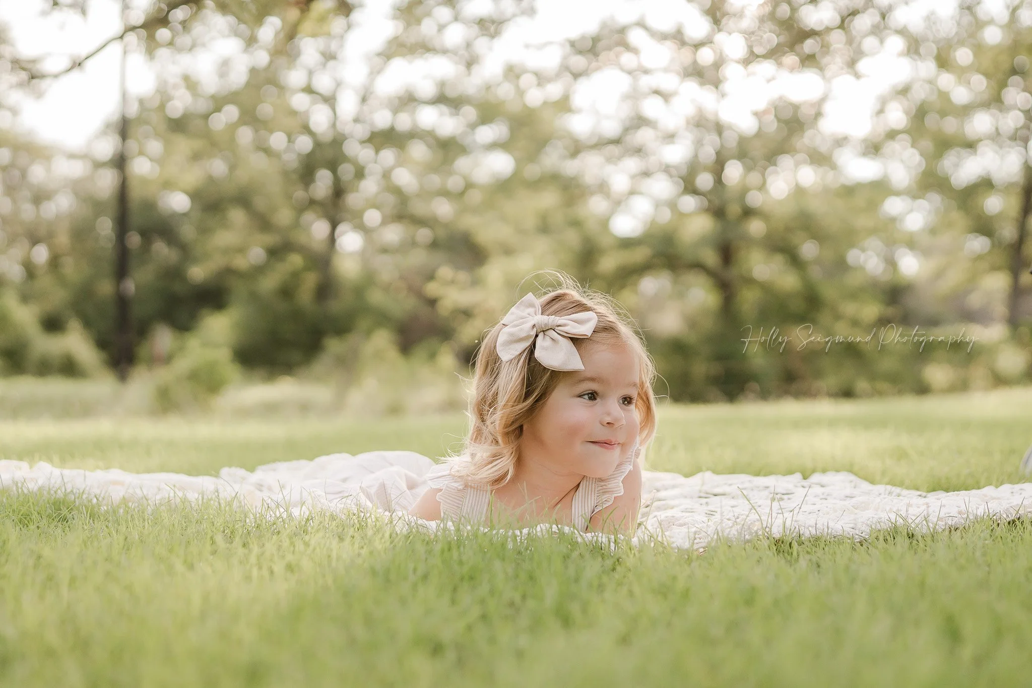 young girl celebrating her 3rd birthday in a springtime photoshoot in Central Texas
