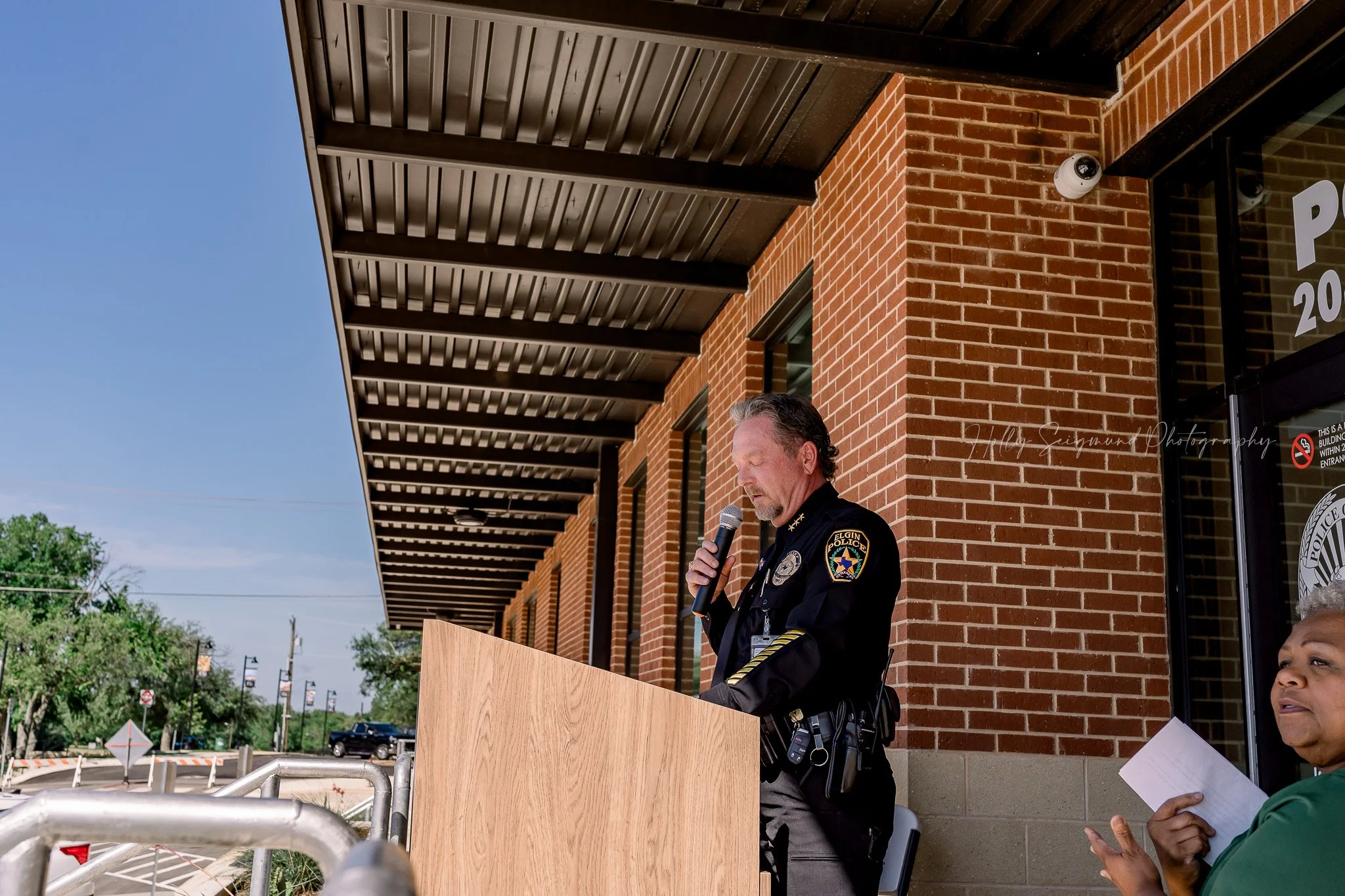 Community celebration during Elgin Police Department grand opening in Elgin Texas