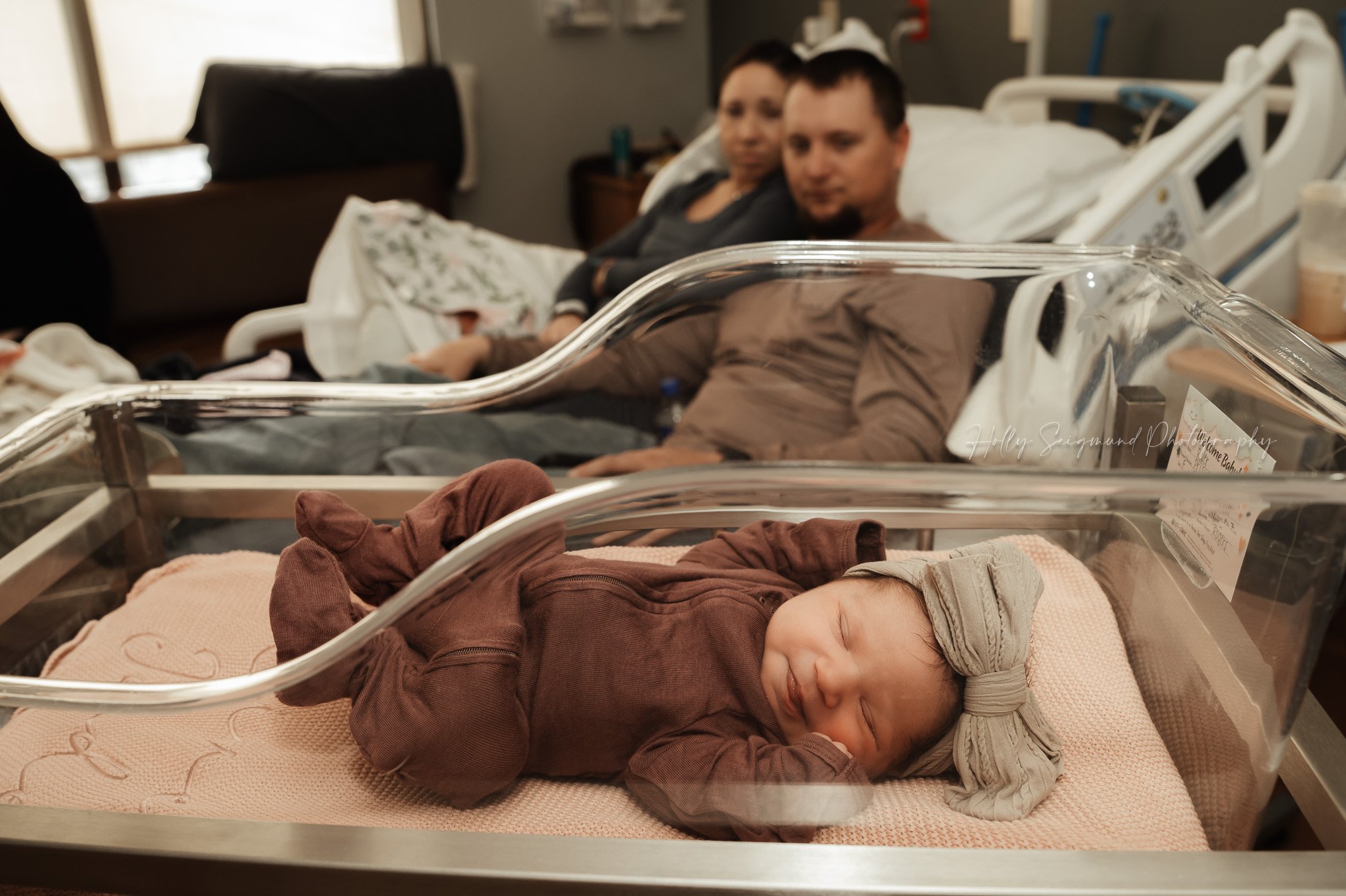Newborn baby in hospital crib at St. David’s Georgetown Hospital in Georgetown, TX