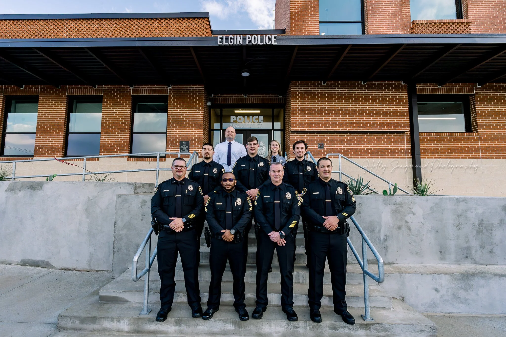 Police officers at Elgin Texas Police Department grand opening ceremony