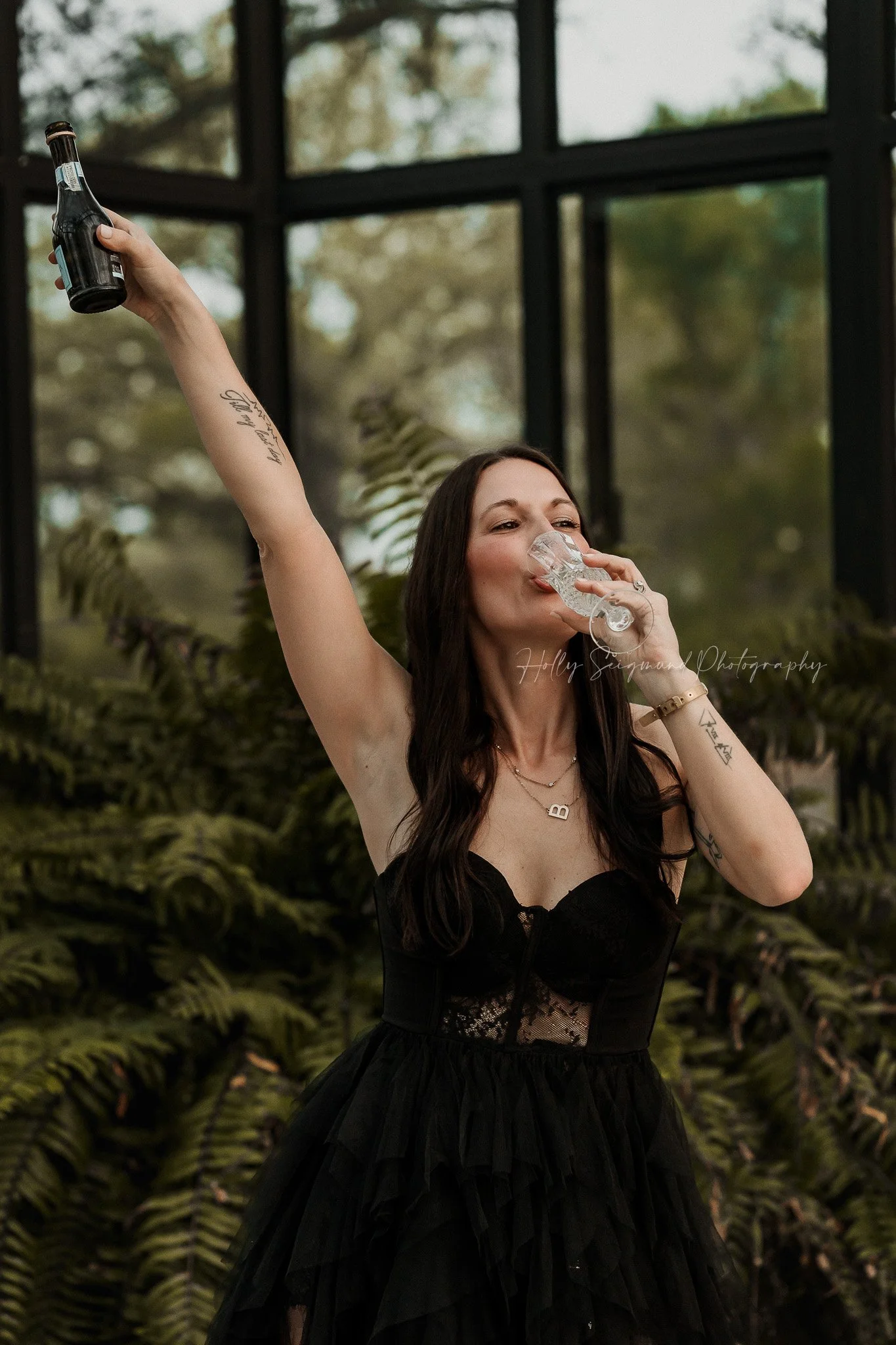 40th birthday photos of a woman toasting with champagne in Austin TX