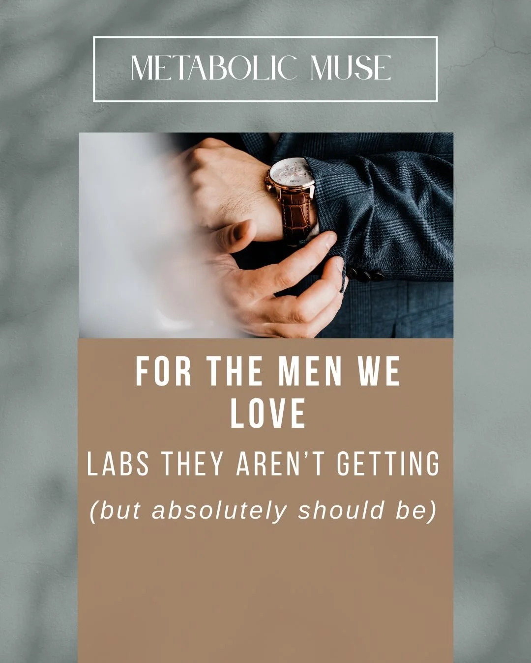 The men in our lives often think they&rsquo;re &ldquo;fine&rdquo;but without the right labs, early imbalances driving fatigue, hormone decline, metabolic &amp;  cardiovascular risk can go undetected for years. 

This comprehensive panel provides insi