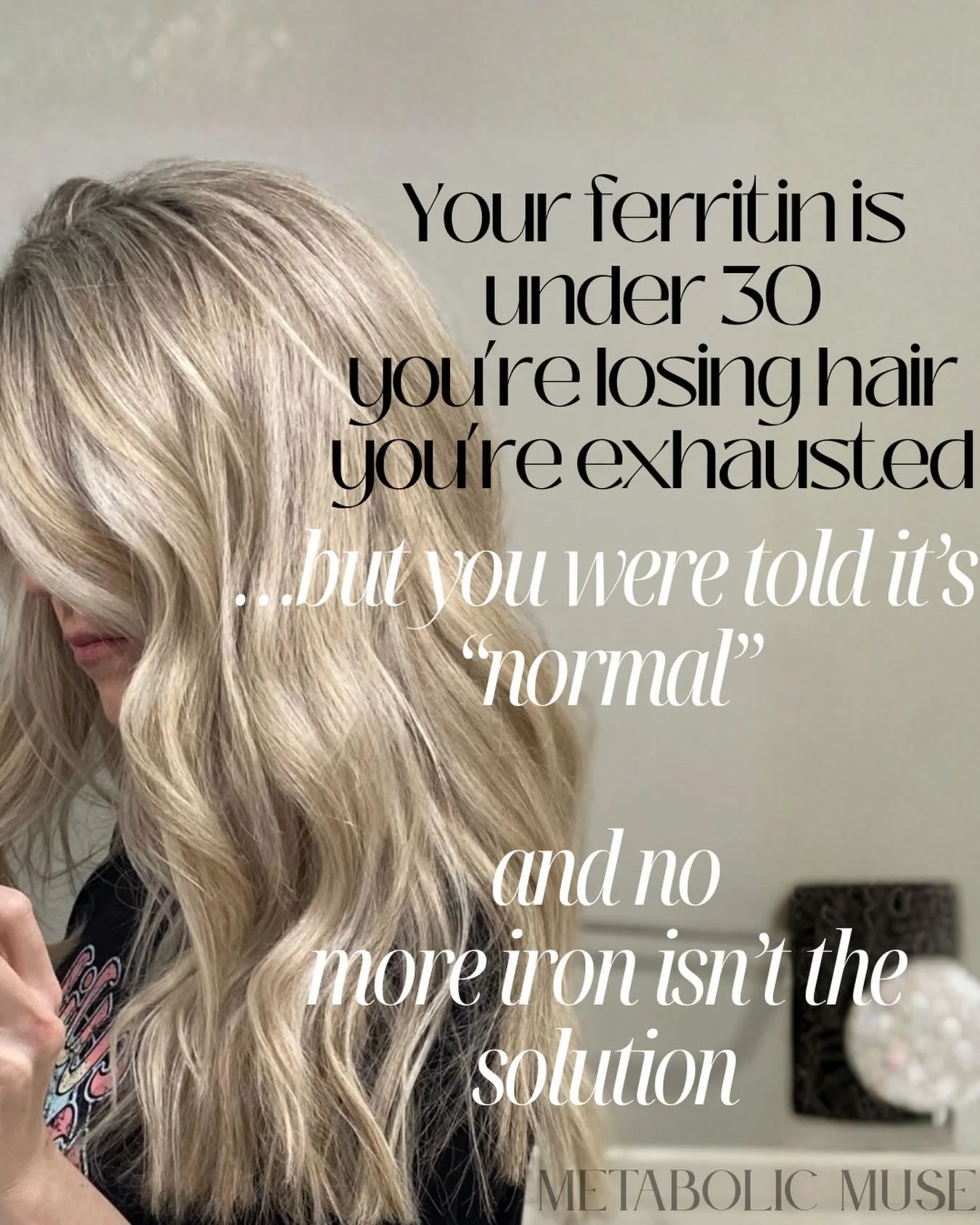 If your ferritin is under 30
and you&rsquo;re dealing with hair loss and fatigue

being told it&rsquo;s &ldquo;normal&rdquo; can keep you stuck

And immediately jumping to iron isn&rsquo;t always the answer because ferritin doesn&rsquo;t tell the ful