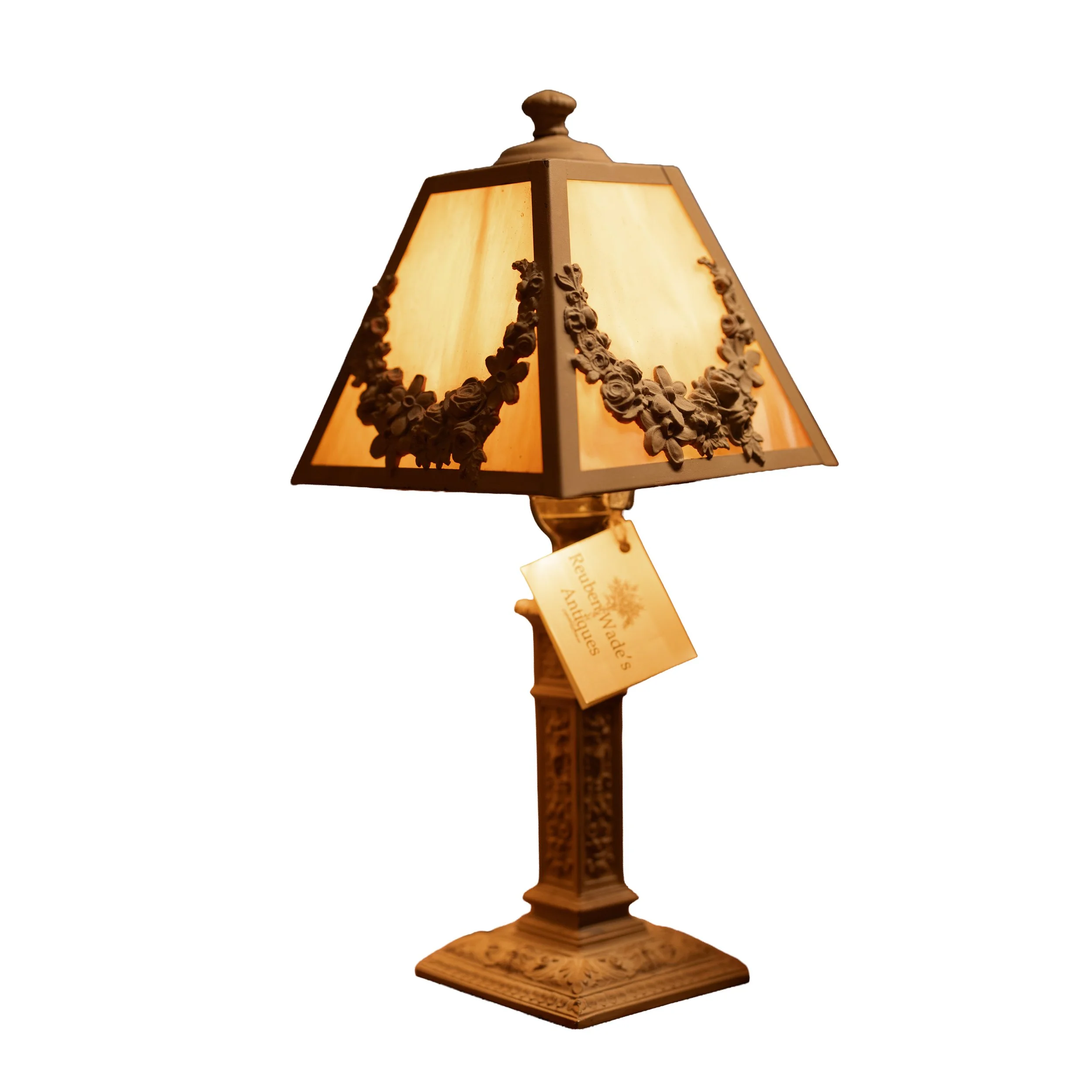 Antique Slag Glass Amber Boudoir Lamp – Circa 1900