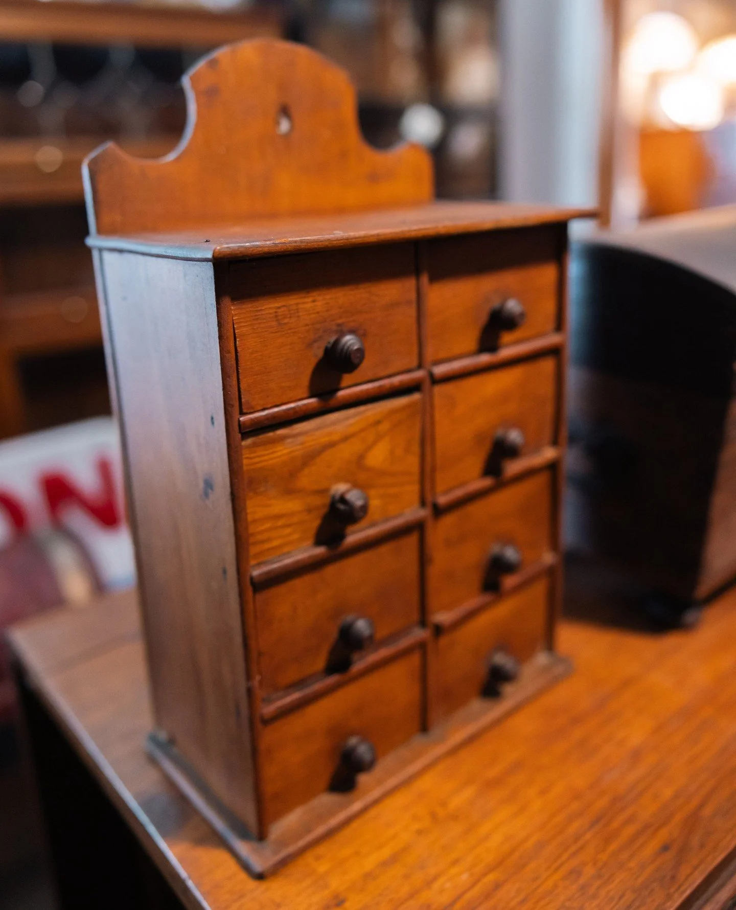 Chestnut spice cabinet, circa 1875 &mdash; rich patina and classic primitive charm.⁠
⁠
We have a collection of these early cabinets, each with its own character and history.