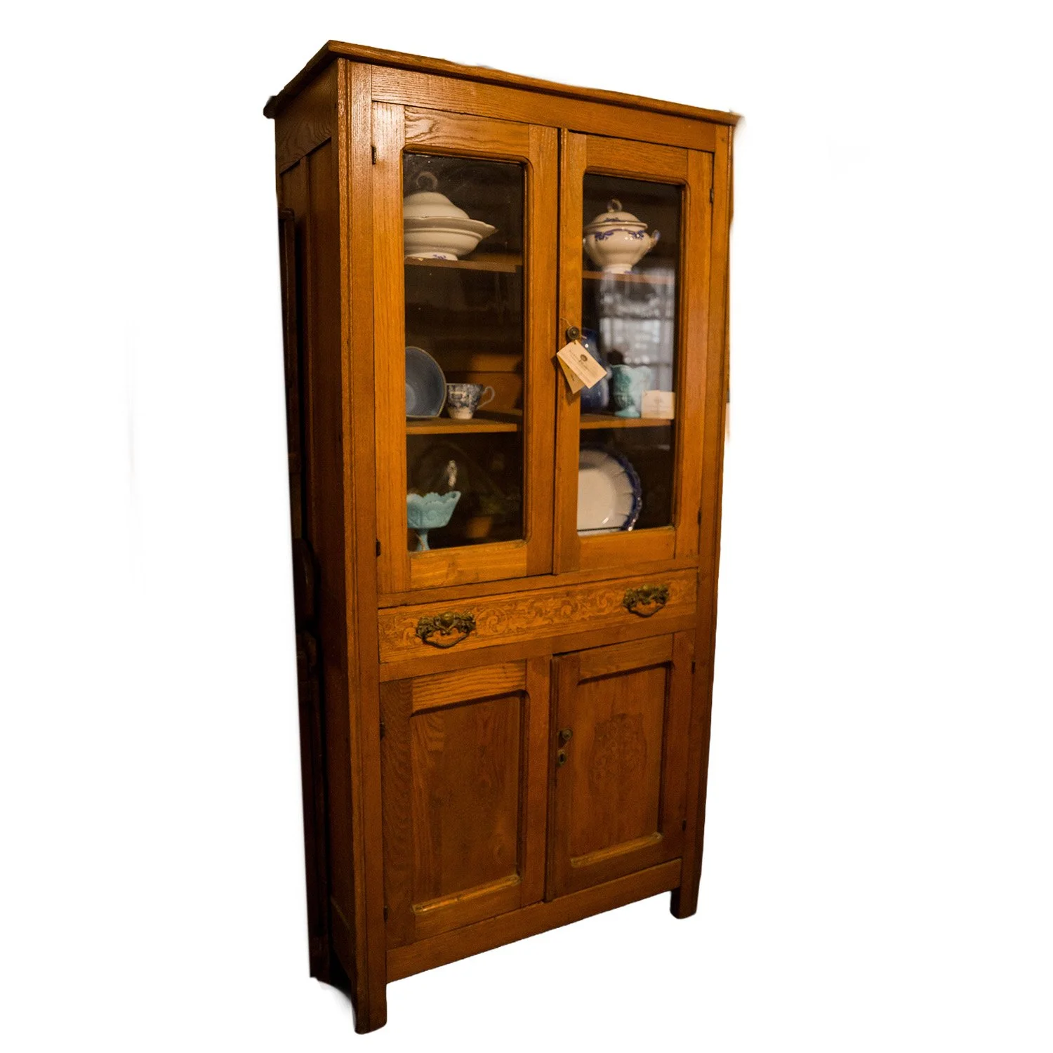 Antique Oak China Cabinet - Circa 1900