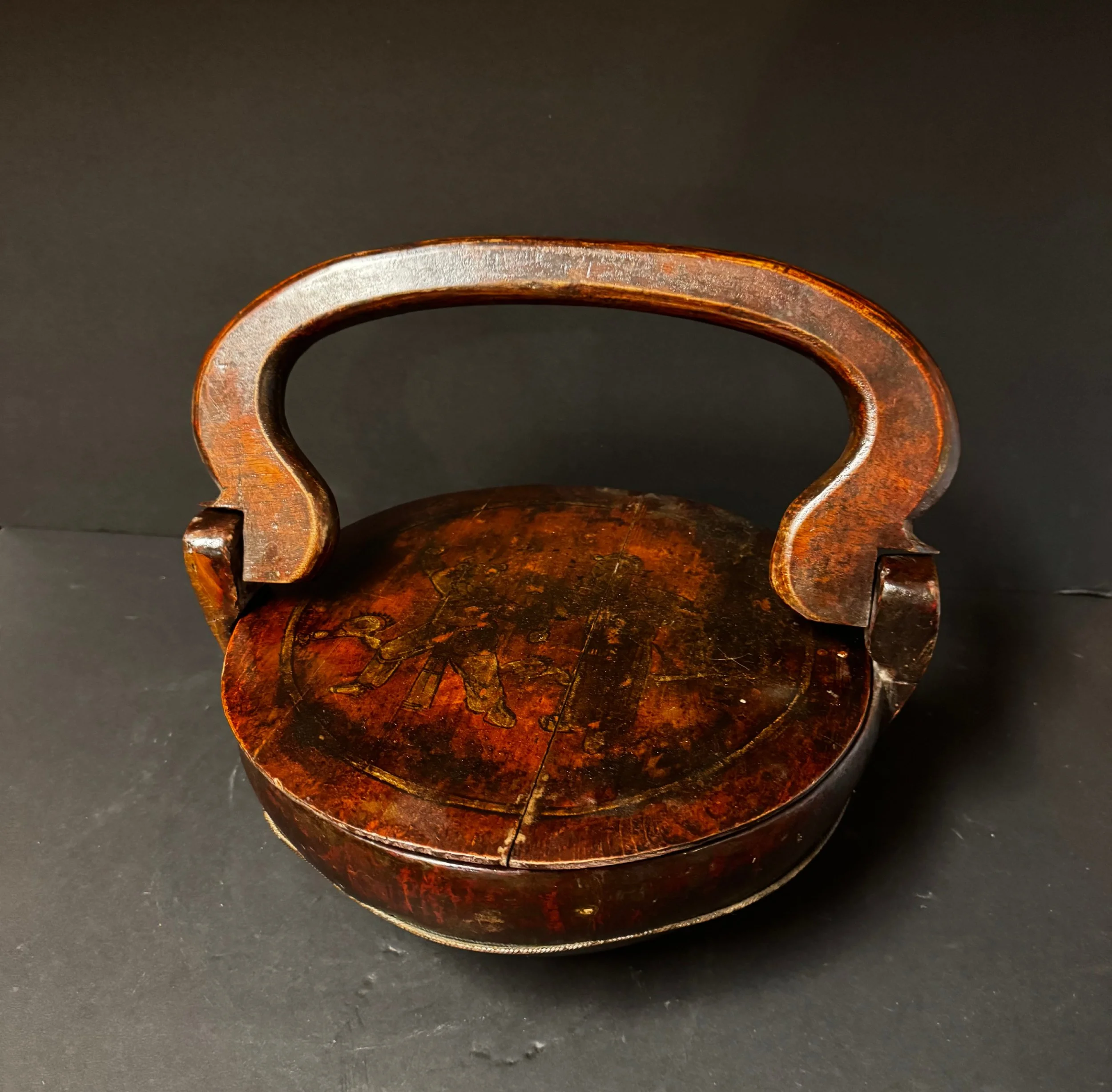 Antique Chinese Hand-Painted Wedding Basket