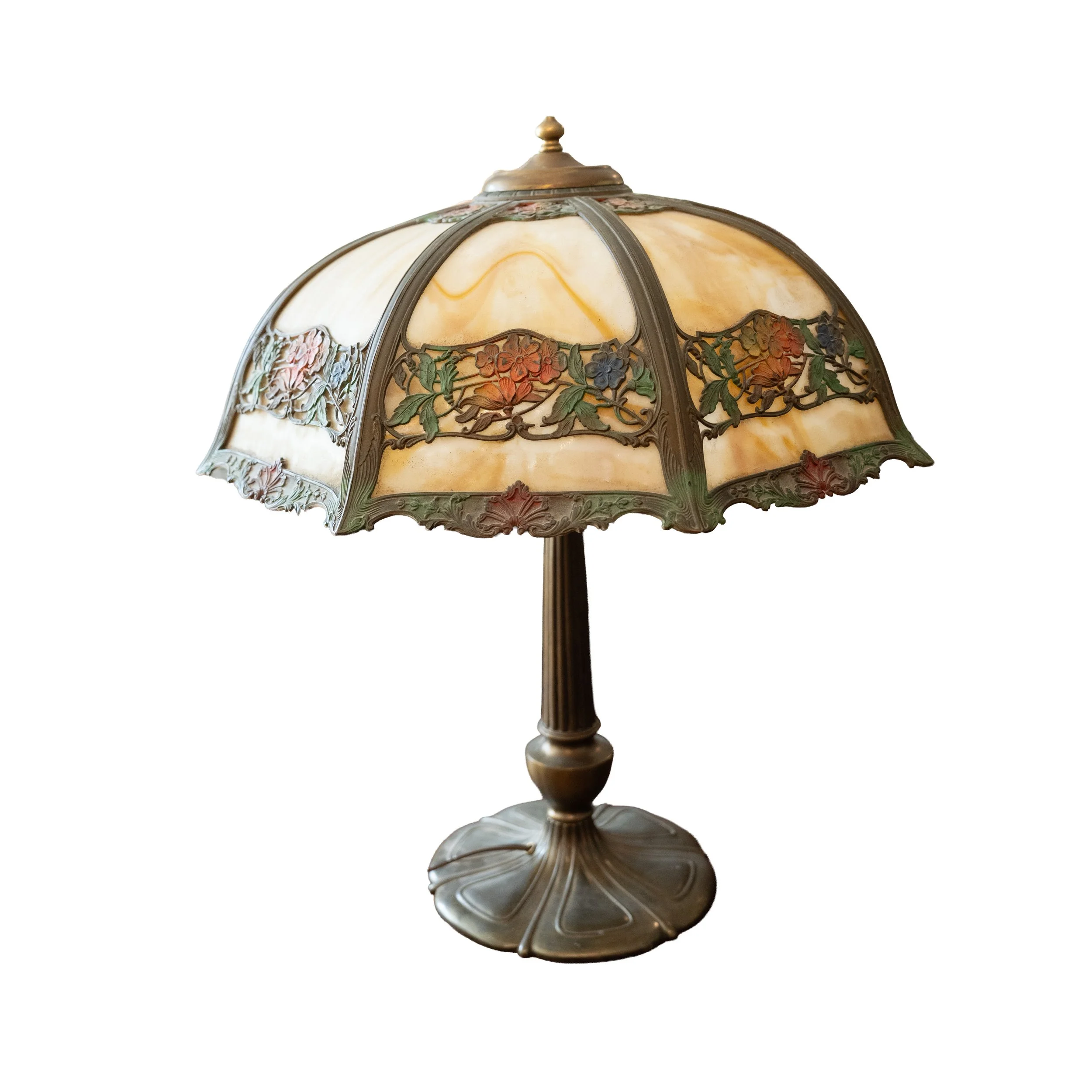 Antique Slag Glass Lamp – Circa 1900 Vintage Decorative Lighting