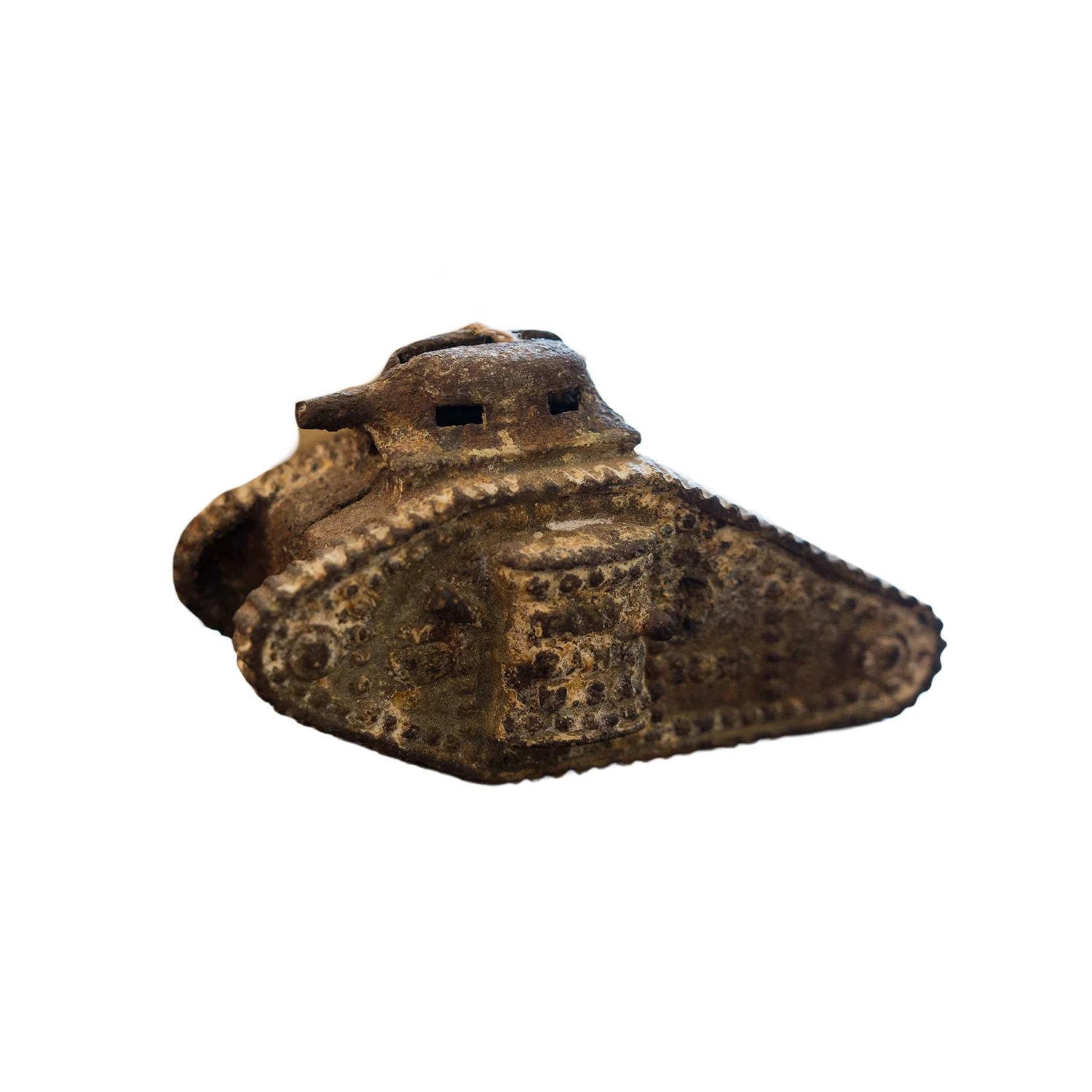 Original Antique 1918 WWI Cast Iron Toy Tank Coin Bank