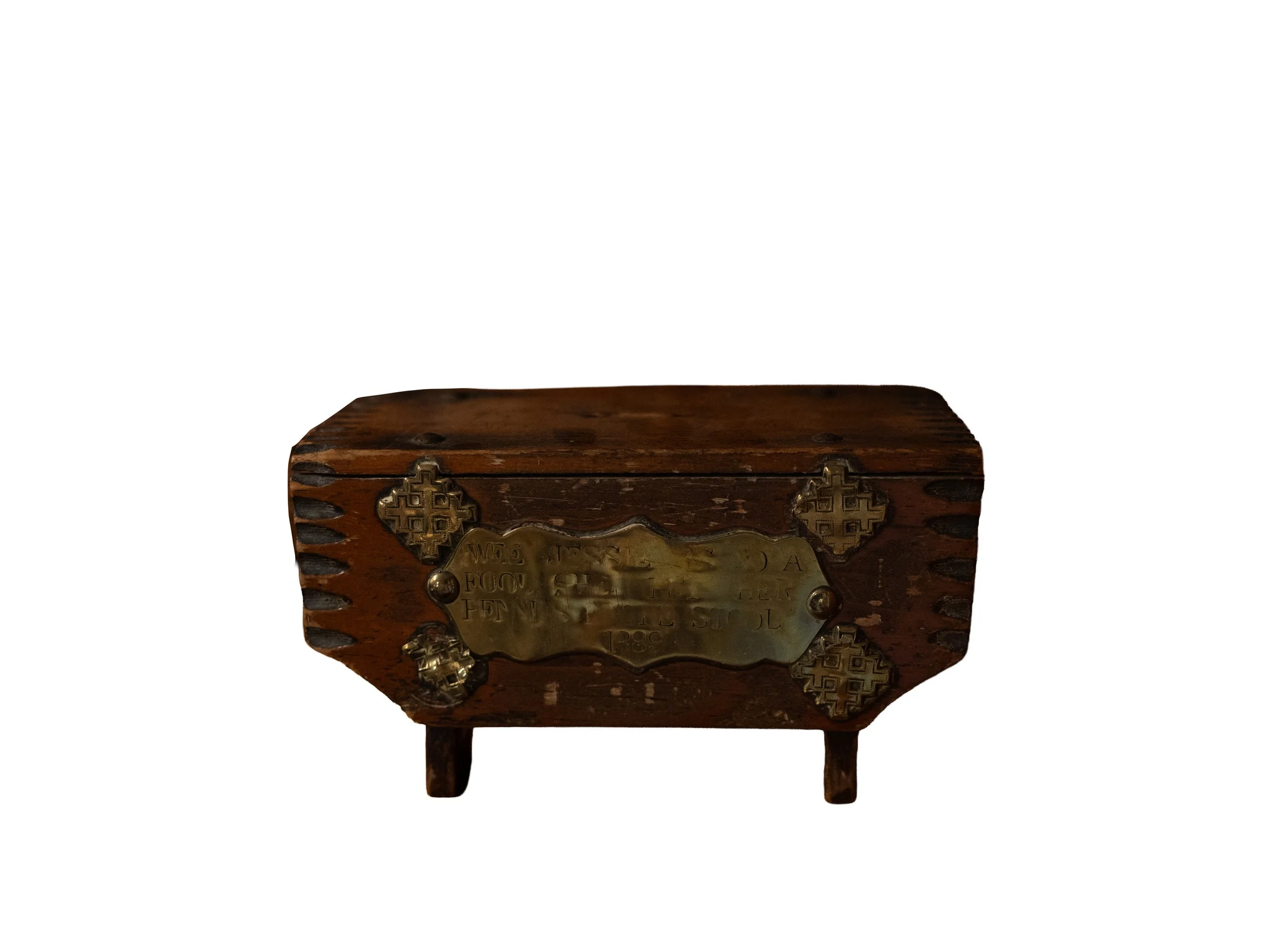 Antique Victorian Scottish Folk Art “Wee Stool” Dated 1889